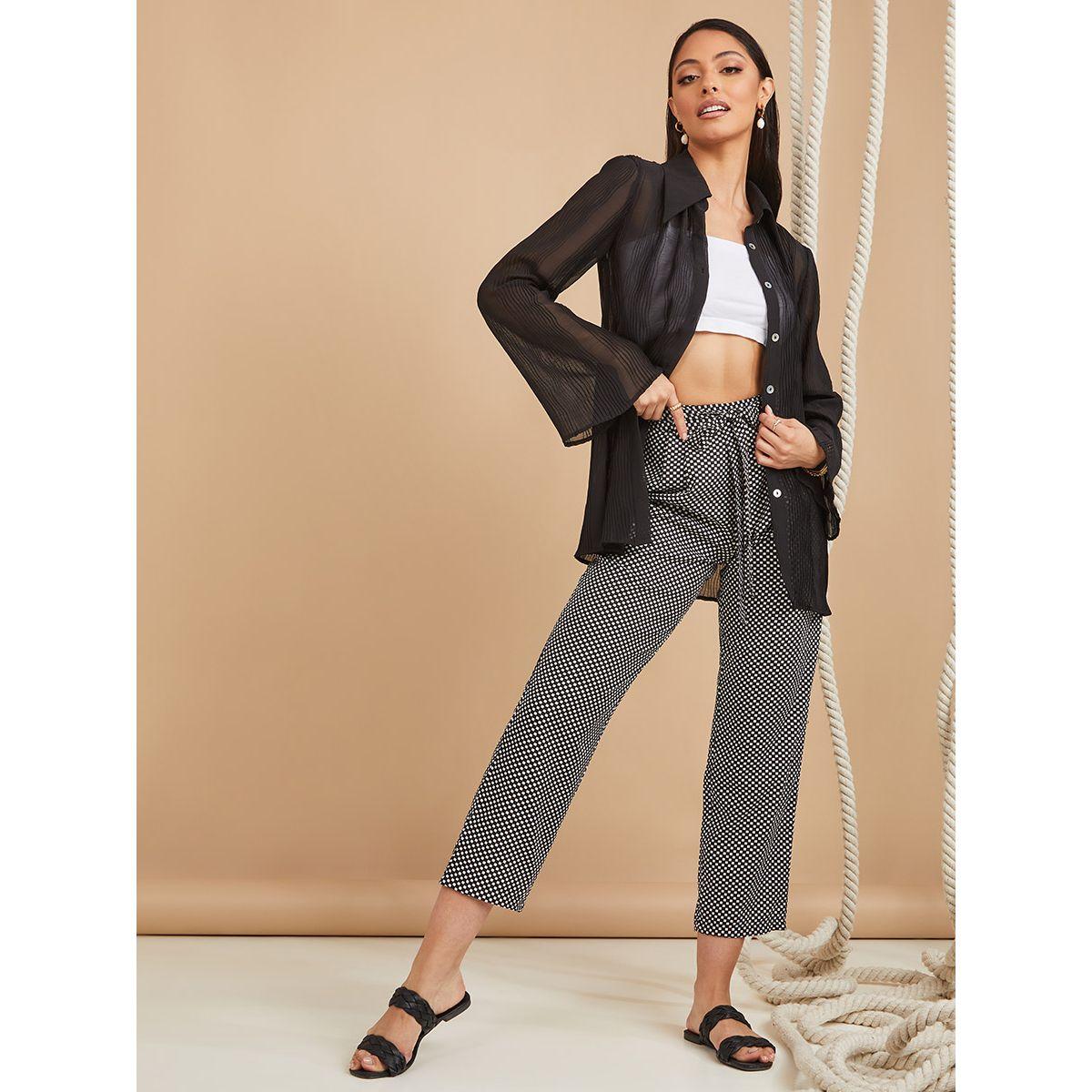Styli Gingham Waist Self Tie Belt Trouser-women-clothing-bottoms-trousers-image-2