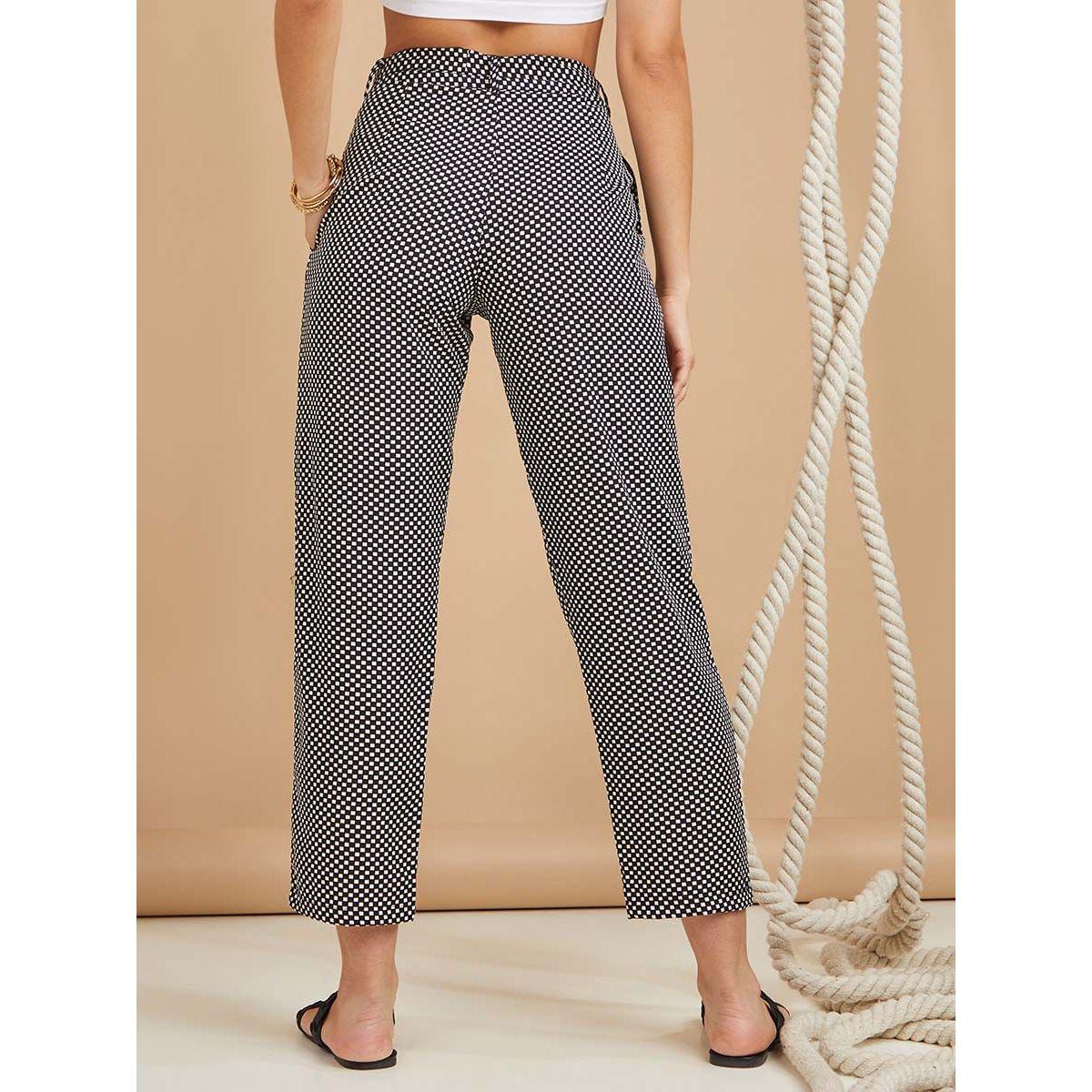 Styli Gingham Waist Self Tie Belt Trouser-women-clothing-bottoms-trousers-image-4