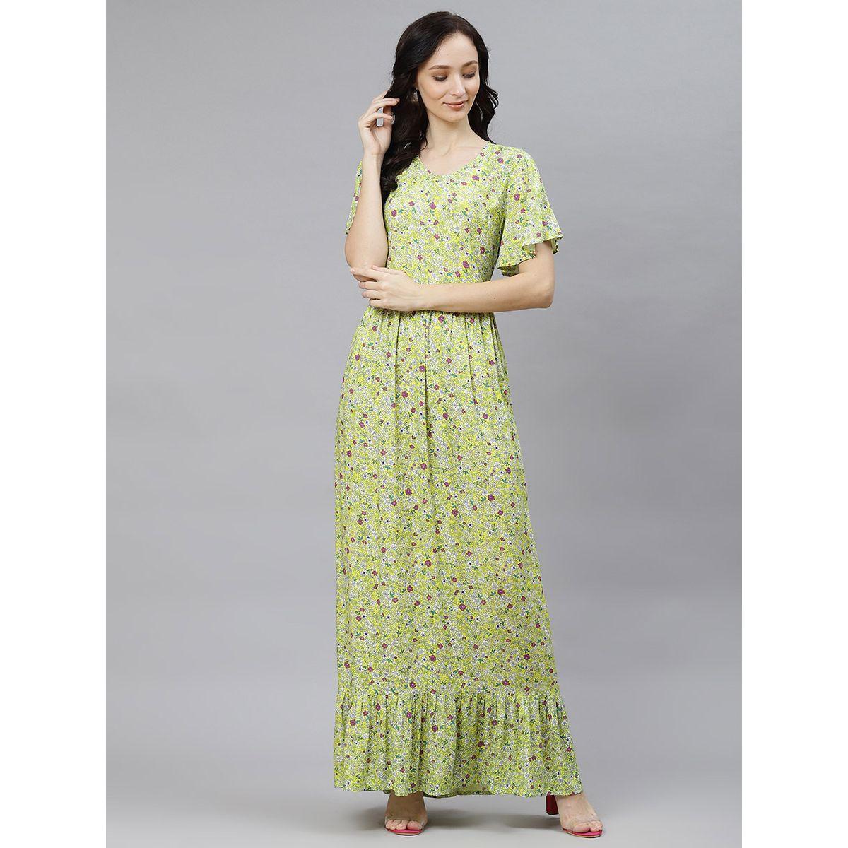 Styli Frill Short Sleeves Floral Print A-Line Maxi Dress-women-clothing-dresses-image-1