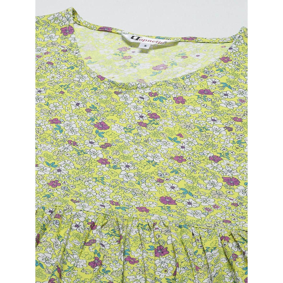 Styli Frill Short Sleeves Floral Print A-Line Maxi Dress-women-clothing-dresses-image-2
