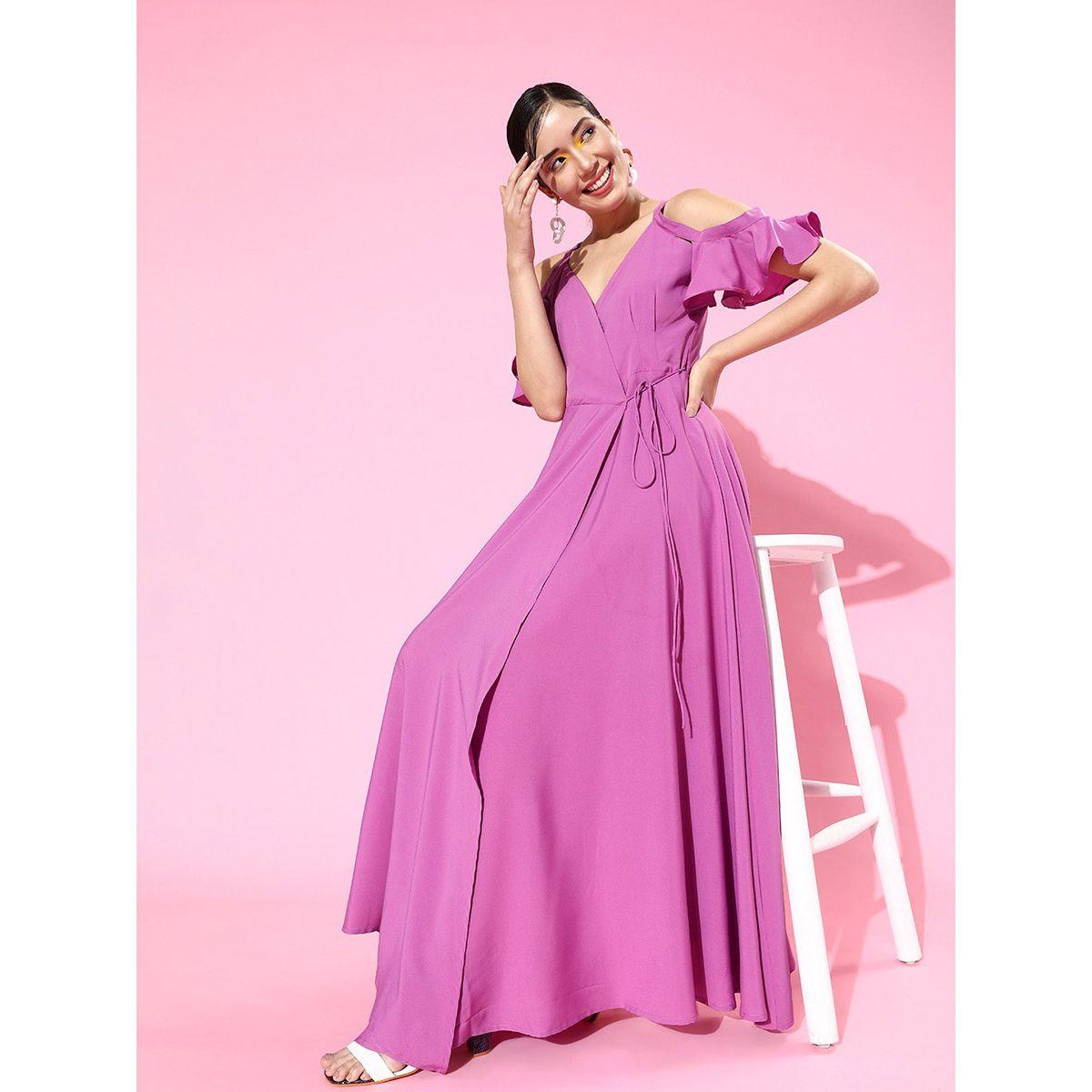 Styli Frilled Sleeves A-line Wrap Maxi Dress-women-clothing-dresses-image-1