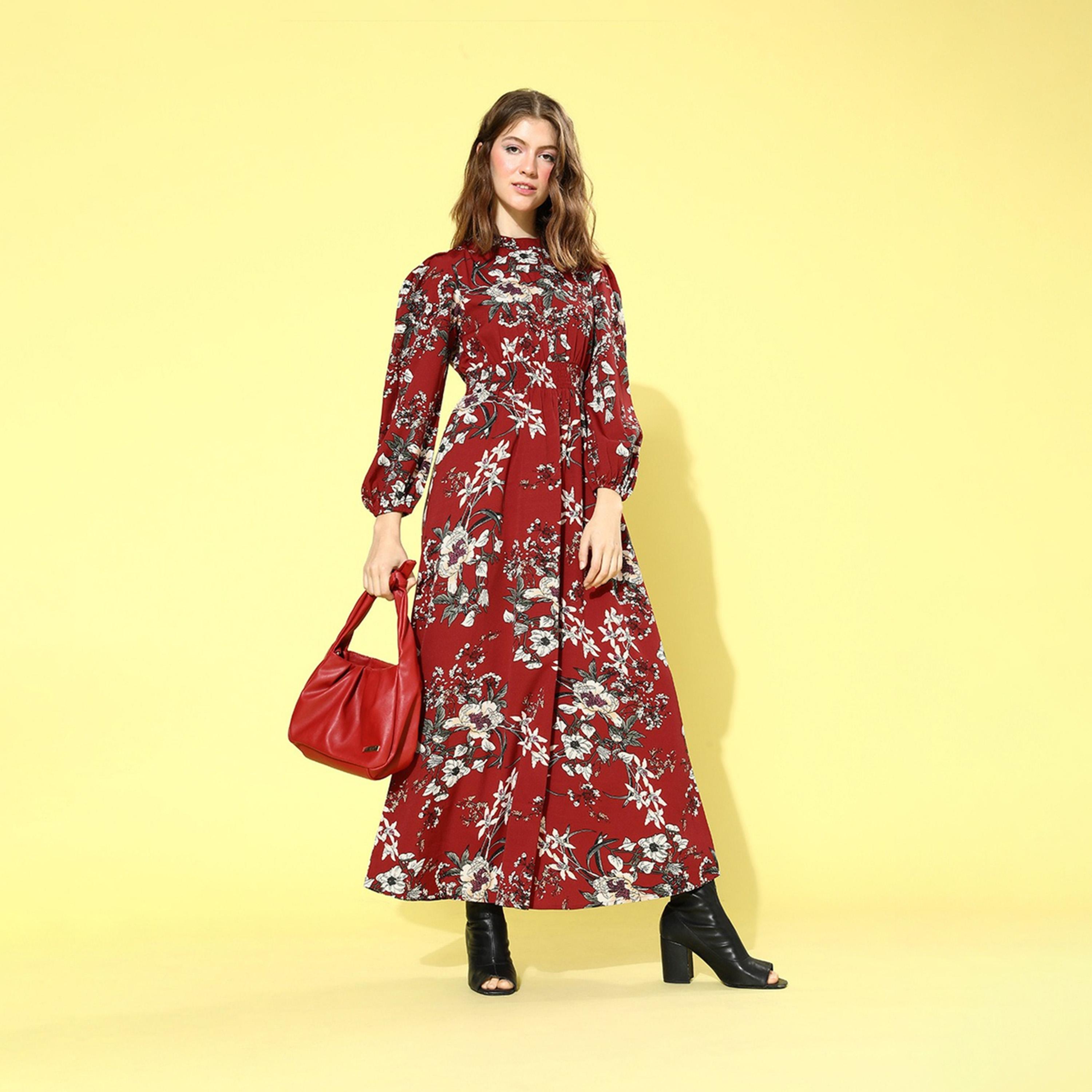 ستايلي - فستان ماكسي طويل الأكمام بطبعة زهور-women-clothing-dresses-image-5
