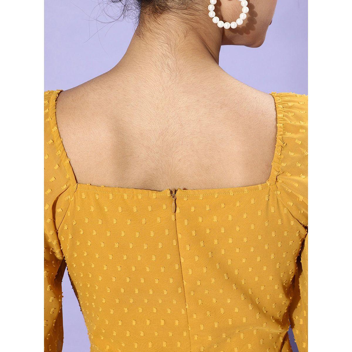 Styli Long Bell Sleeves Dobby A-Line Maxi Dress with Side Slit-women-clothing-dresses-image-4