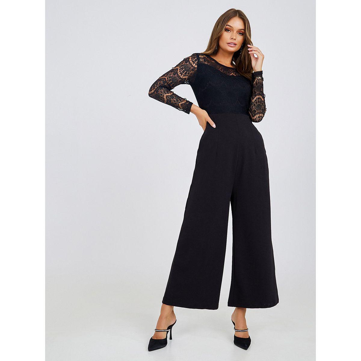 Styli Long Sleeves Lace Insert Wide Leg Jumpsuit-women-clothing-jumpsuits-image-1