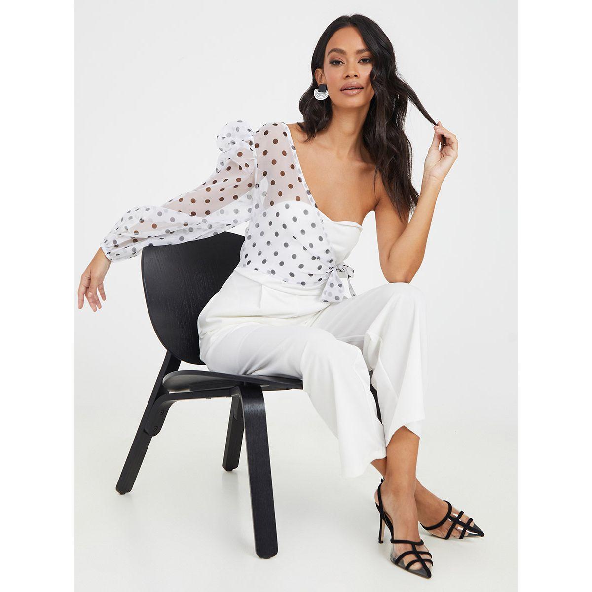 Styli One Shoulder Sweetheart Neck Jumpsuit with Polka Dot Print-women-clothing-jumpsuits-image-1