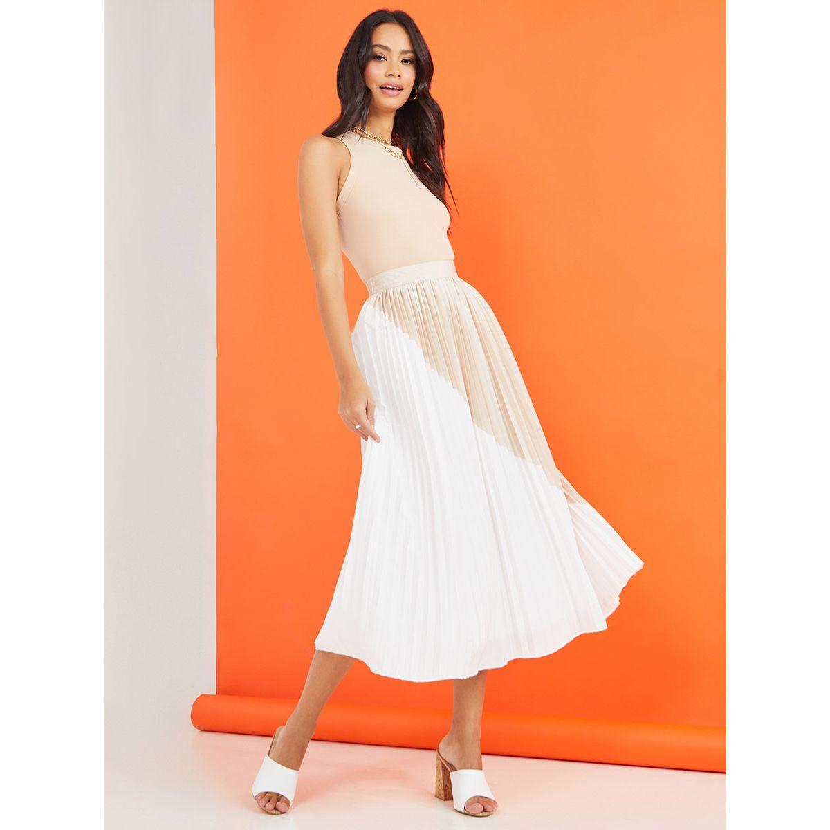 تنورة ميدي بنمط كتل الالوان من ستايلي-women-clothing-bottoms-skirts-image-2