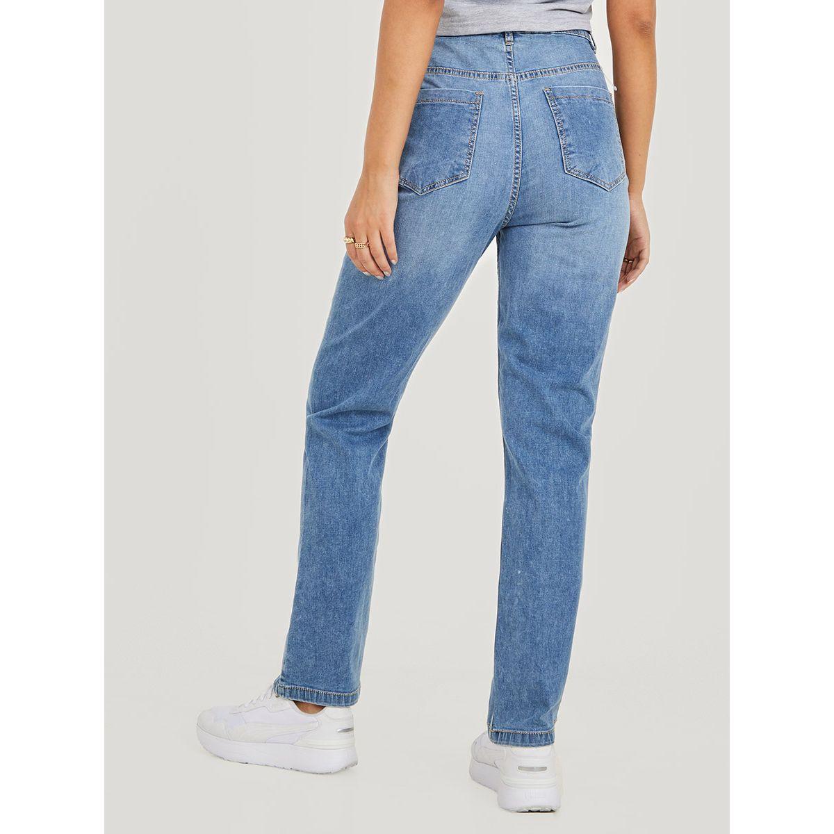 Styli High Rise Light Distress Straight Leg Jeans-women-clothing-bottoms-jeans-image-4