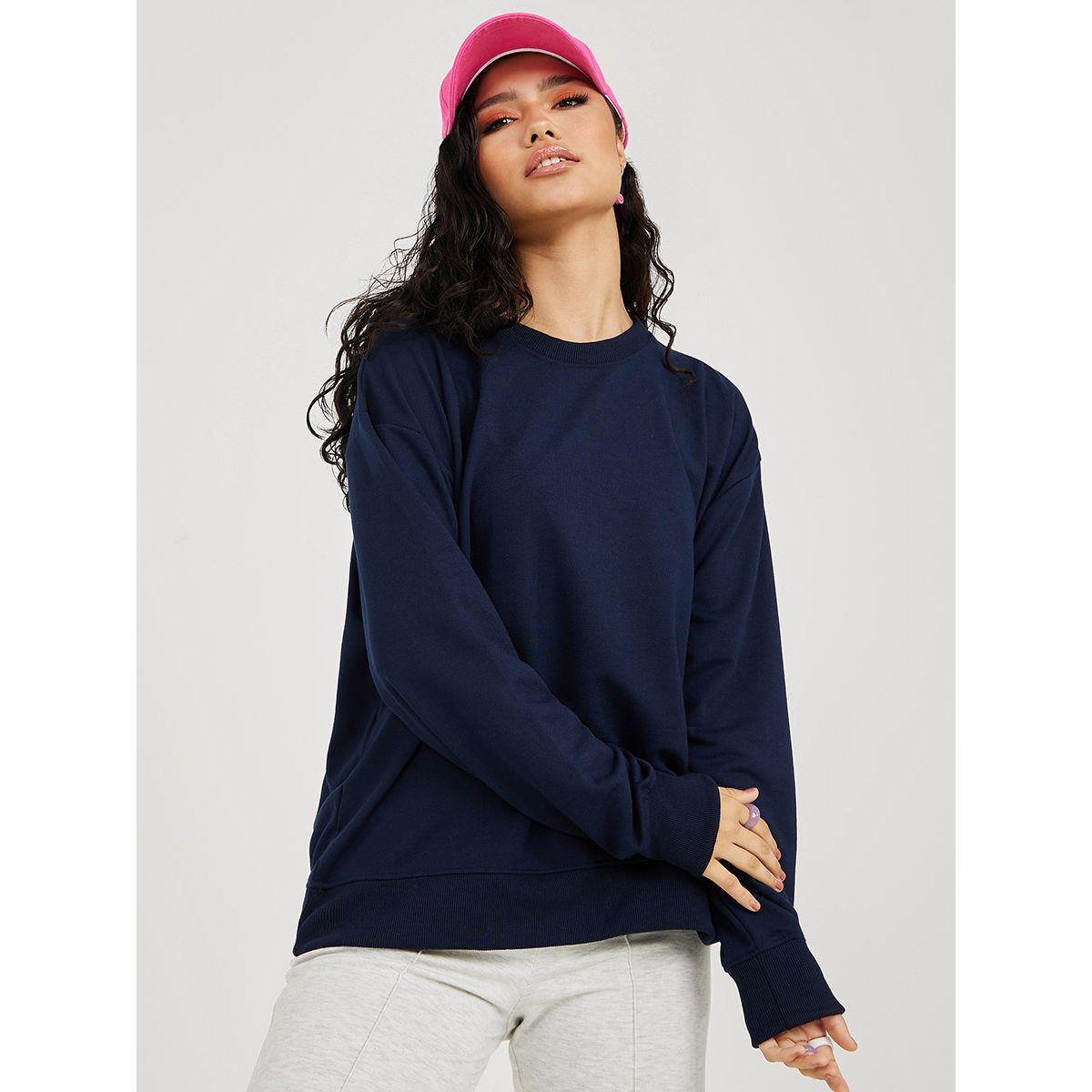 Styli Regular Length Ribbed Cuff Regular Fit Sweatshirt-women-winterwear-hoodiesandsweatshirts-sweatshirts-image-1