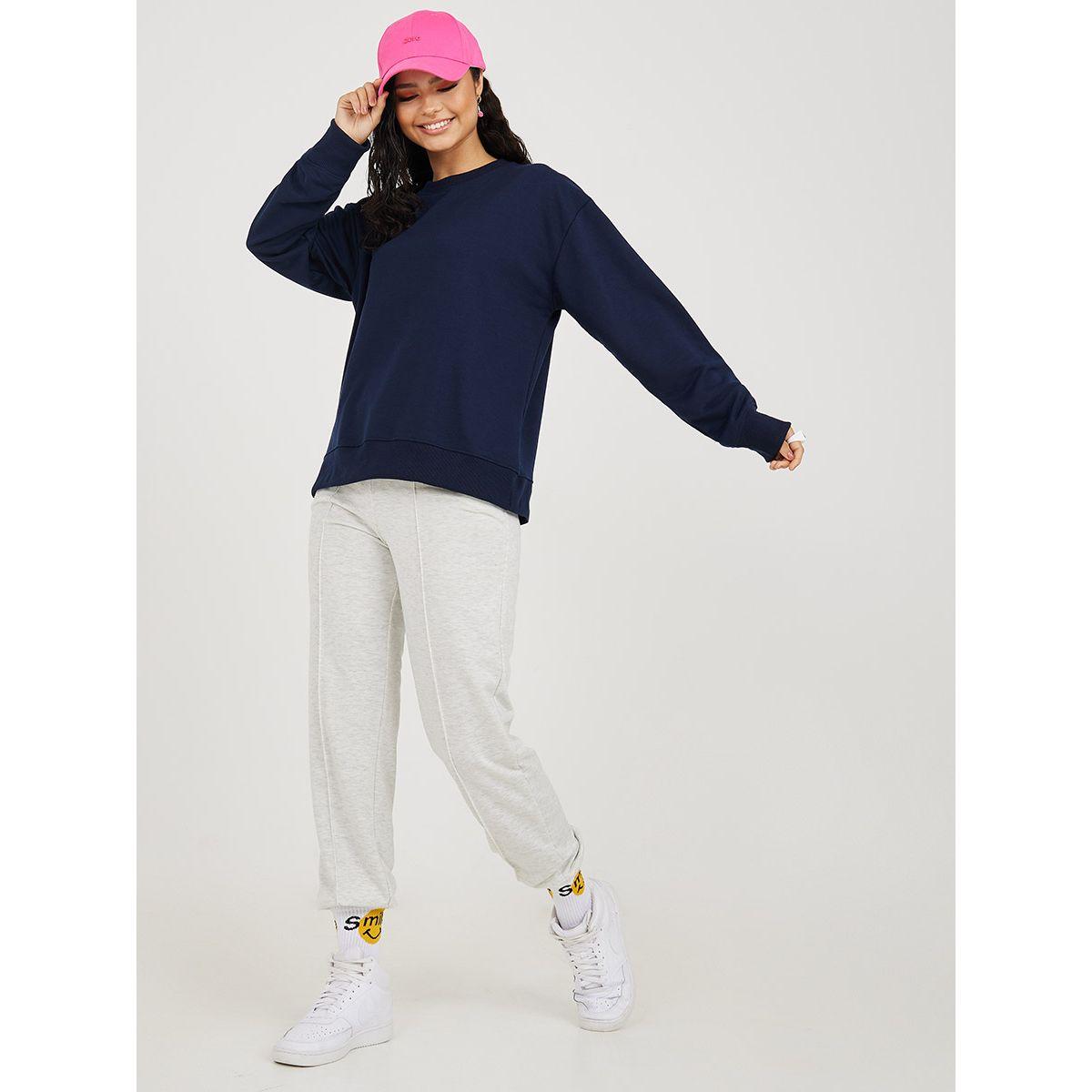 سويت شيرت سادة بقصة عادية-women-winterwear-hoodiesandsweatshirts-sweatshirts-image-2