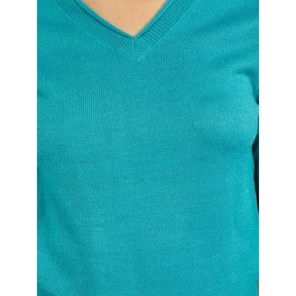 Styli Plain V Neck Regular Length Knit Basic Sweater-women-clothing-cardigansandjumpers-jumpers-image-4