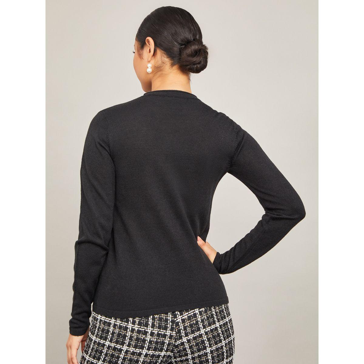سويتر سادة محبوك بياقة دائرية-women-winterwear-cardigansandjumpers-jumpers-image-5