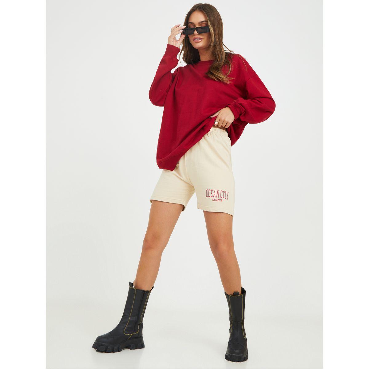 Styli Elastic Waistband Slogan Print Shorts-women-clothing-bottoms-shorts-image-2