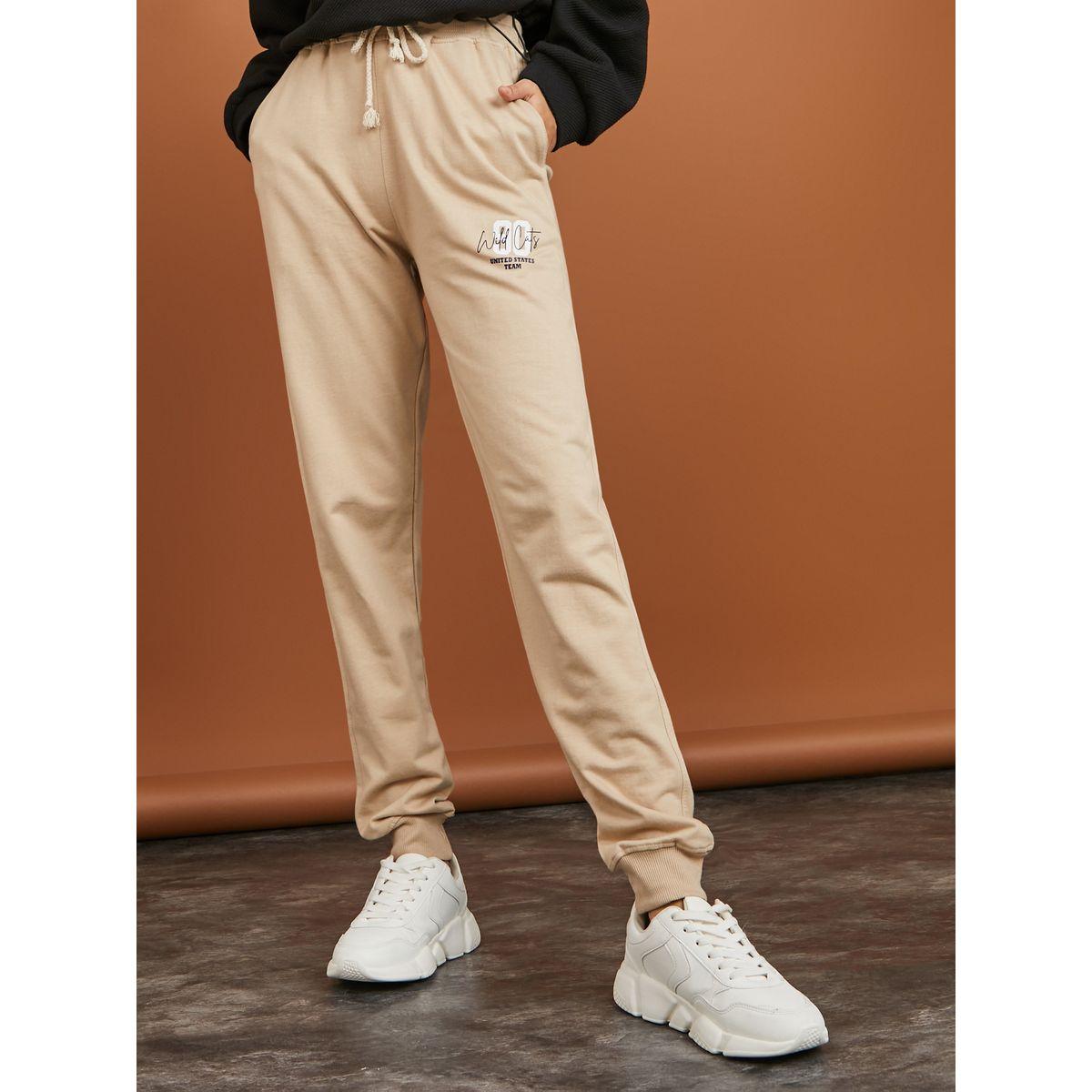 Styli Side Slogan Detail Cuffed Jogger with Drawstring-women-clothing-bottoms-joggers-image-1