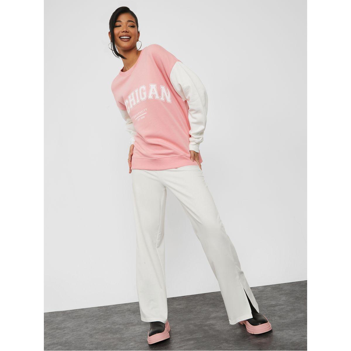 Styli Regular Length Slogan Colorblock Regular Fit Sweatshirt-women-winterwear-hoodiesandsweatshirts-sweatshirts-image-2