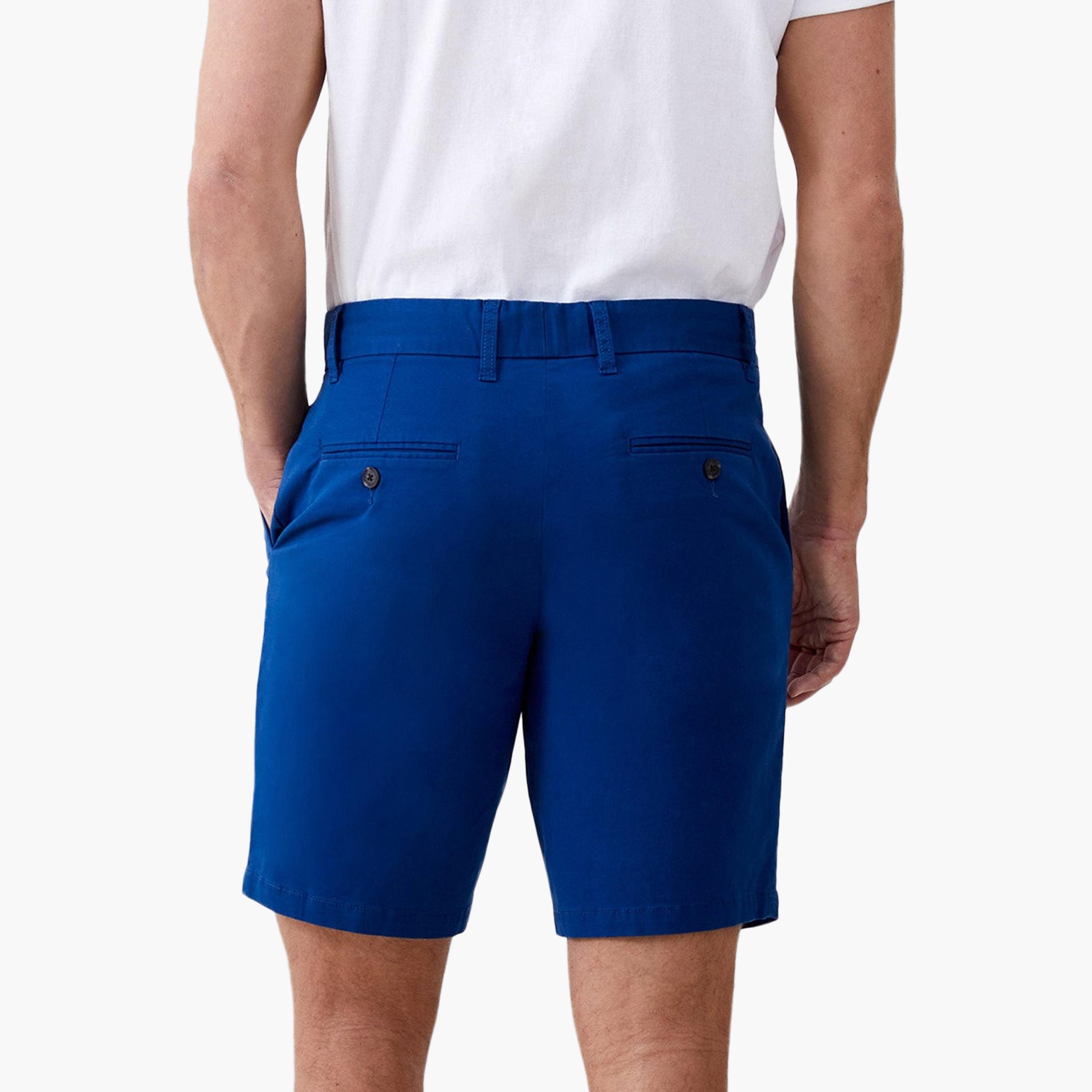 French Connection Regular Fit Mid-Rise Buttoned Men's Chino Shorts-men-clothing-bottoms-shorts-image-3