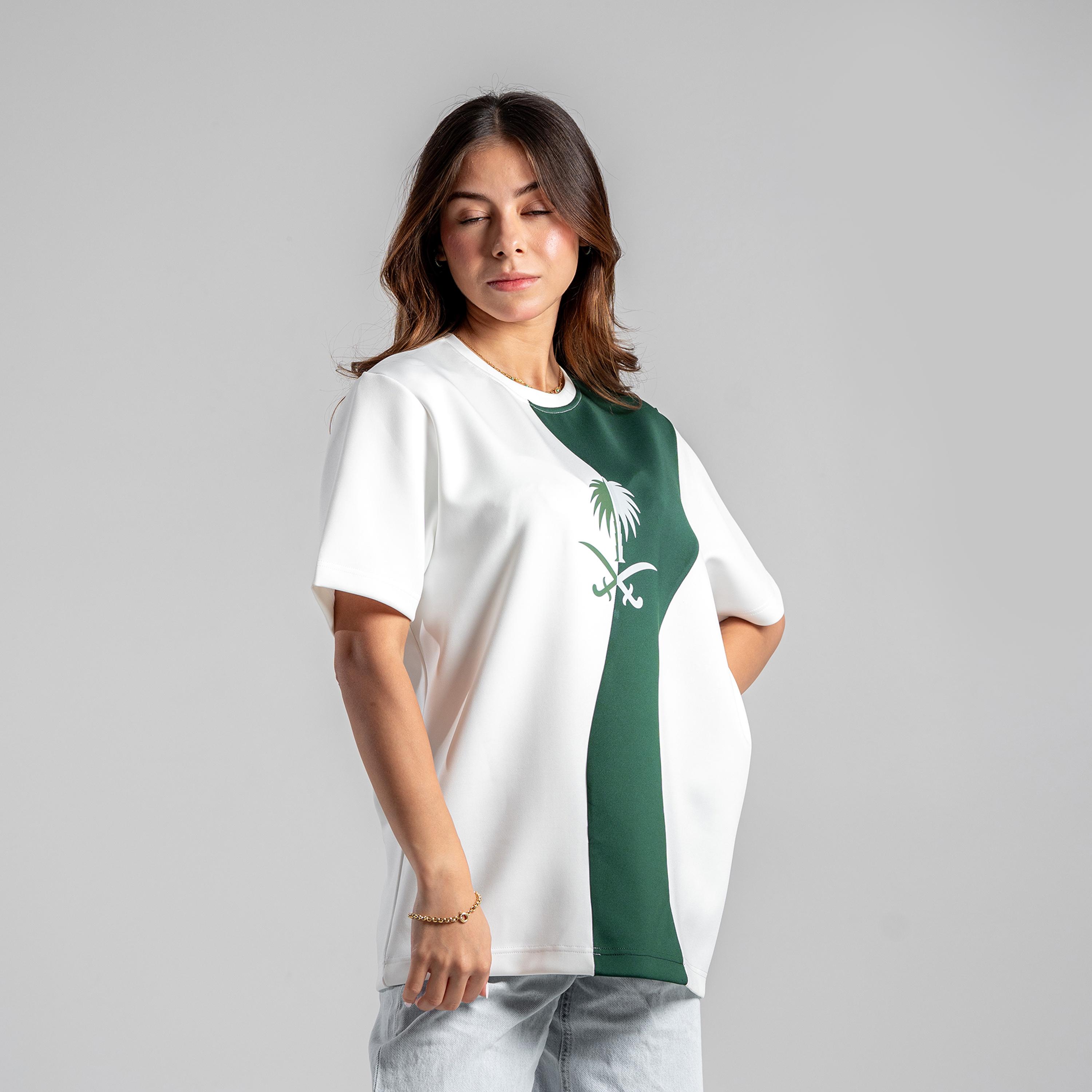 sanefn Saudi Emblem Colorblock Crew Neck Short Sleeves Women's National Day T-Shirt-women-clothing-tshirts-image-5