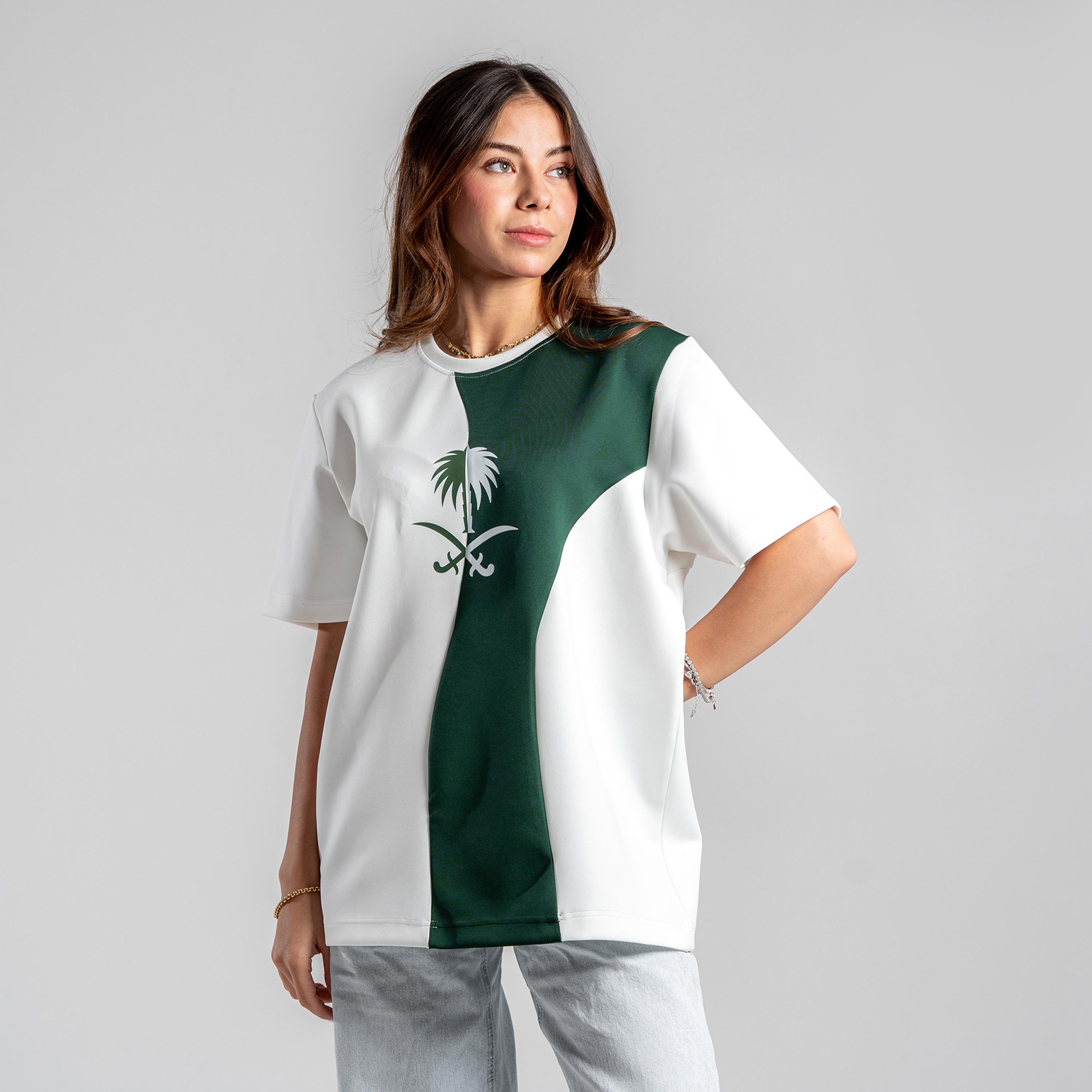sanefn Saudi Emblem Colorblock Crew Neck Short Sleeves Women's National Day T-Shirt-women-clothing-tshirts-image-6