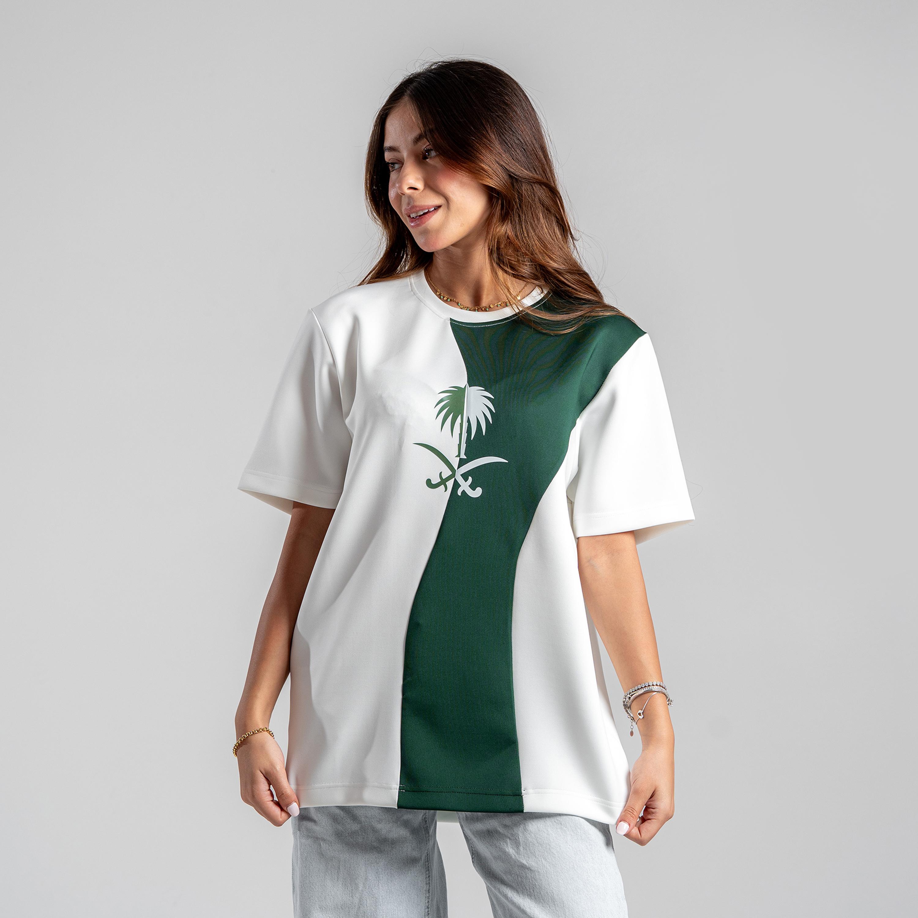 sanefn Saudi Emblem Colorblock Crew Neck Short Sleeves Women's National Day T-Shirt-women-clothing-tshirts-image-7