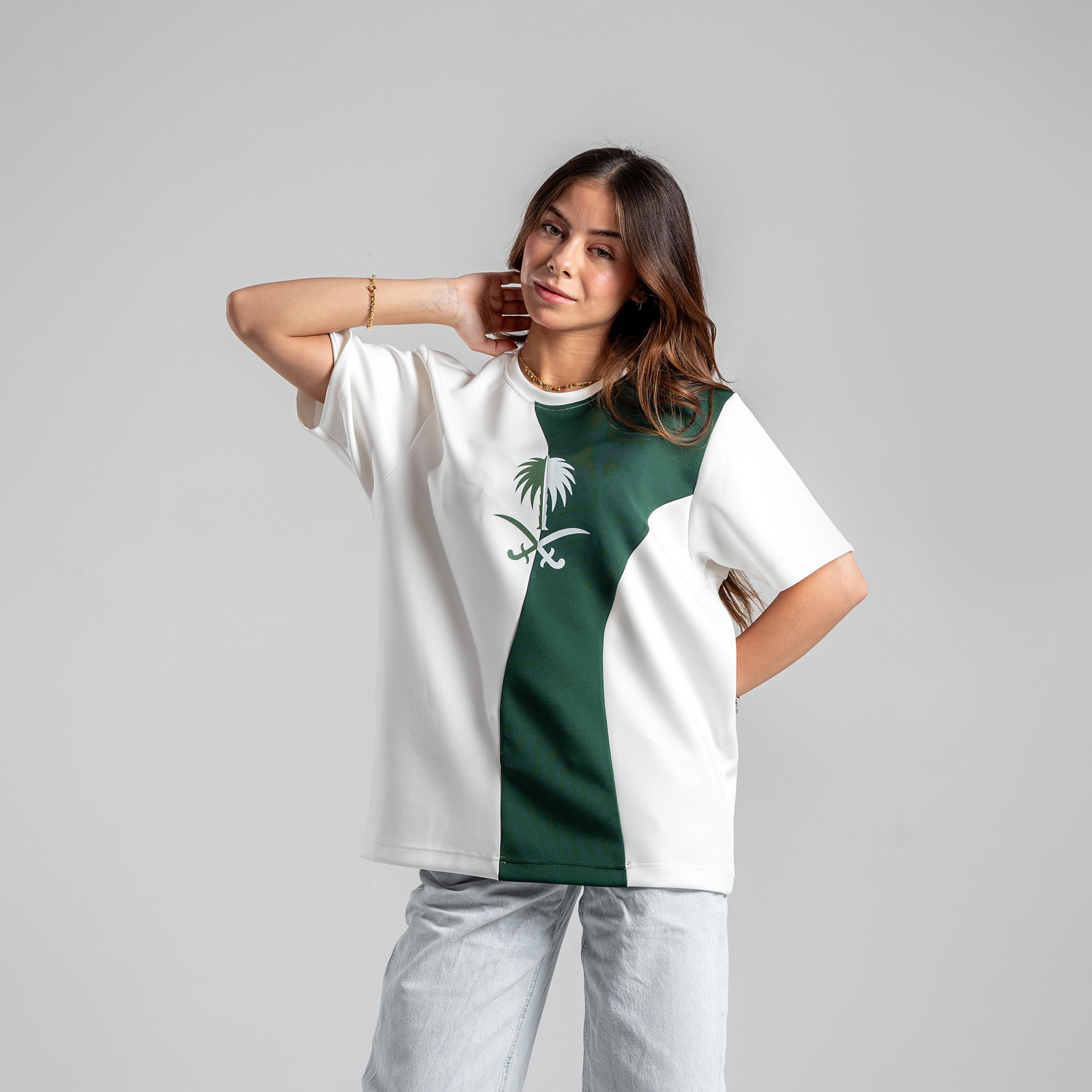 sanefn Saudi Emblem Colorblock Crew Neck Short Sleeves Women's National Day T-Shirt-women-clothing-tshirts-image-8