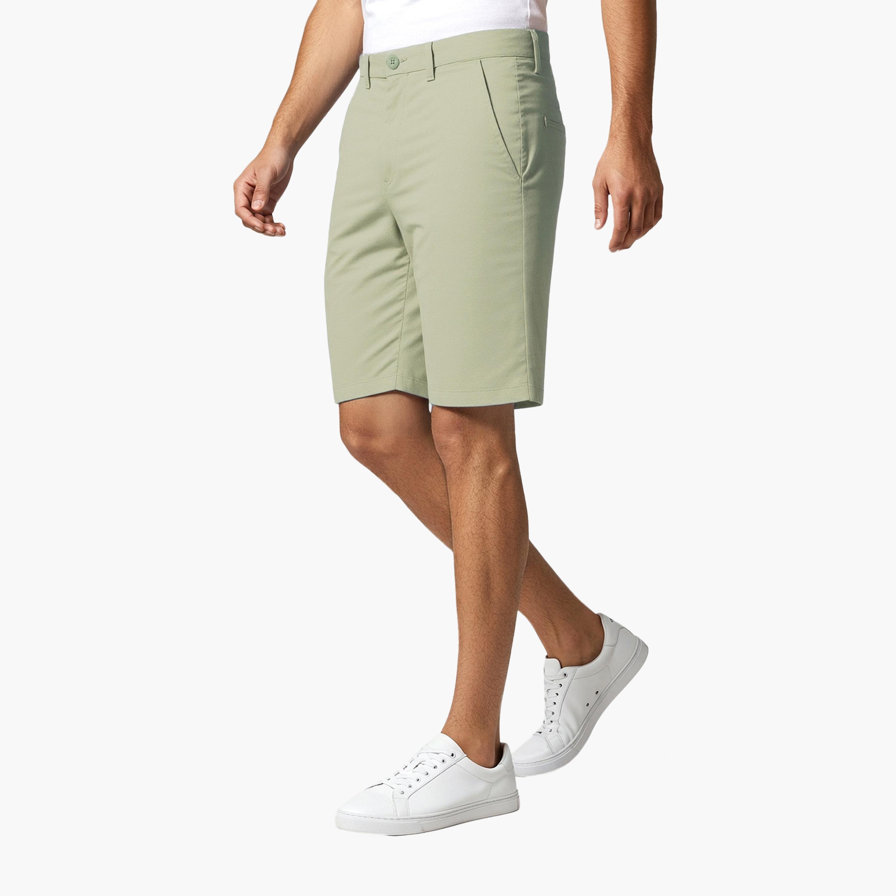 French Connection Regular Fit Mid-Rise Buttoned Men's Chino Shorts-men-clothing-shorts-image-3