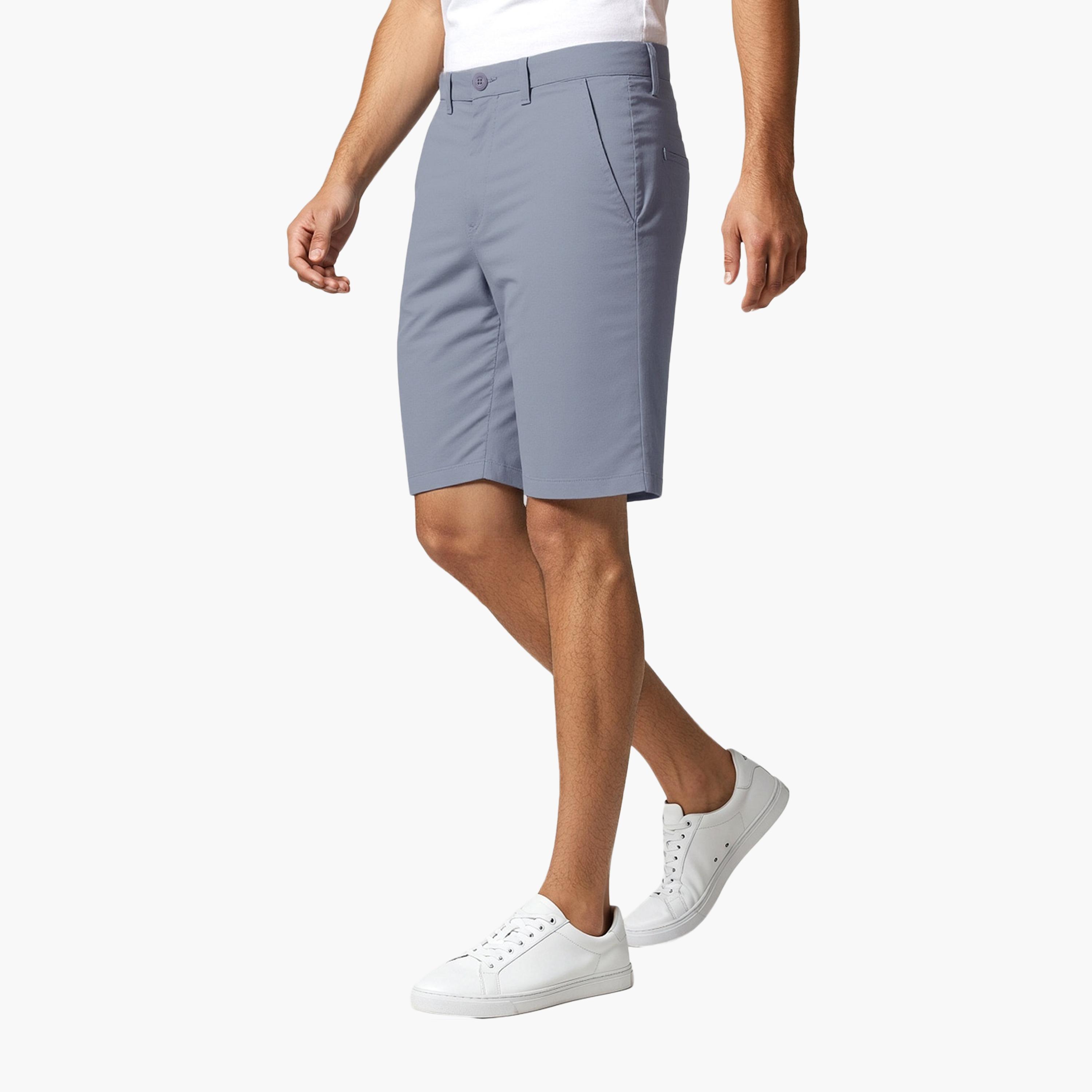French Connection Regular Fit Mid-Rise Buttoned Men's Chino Shorts-men-clothing-bottoms-shorts-image-3