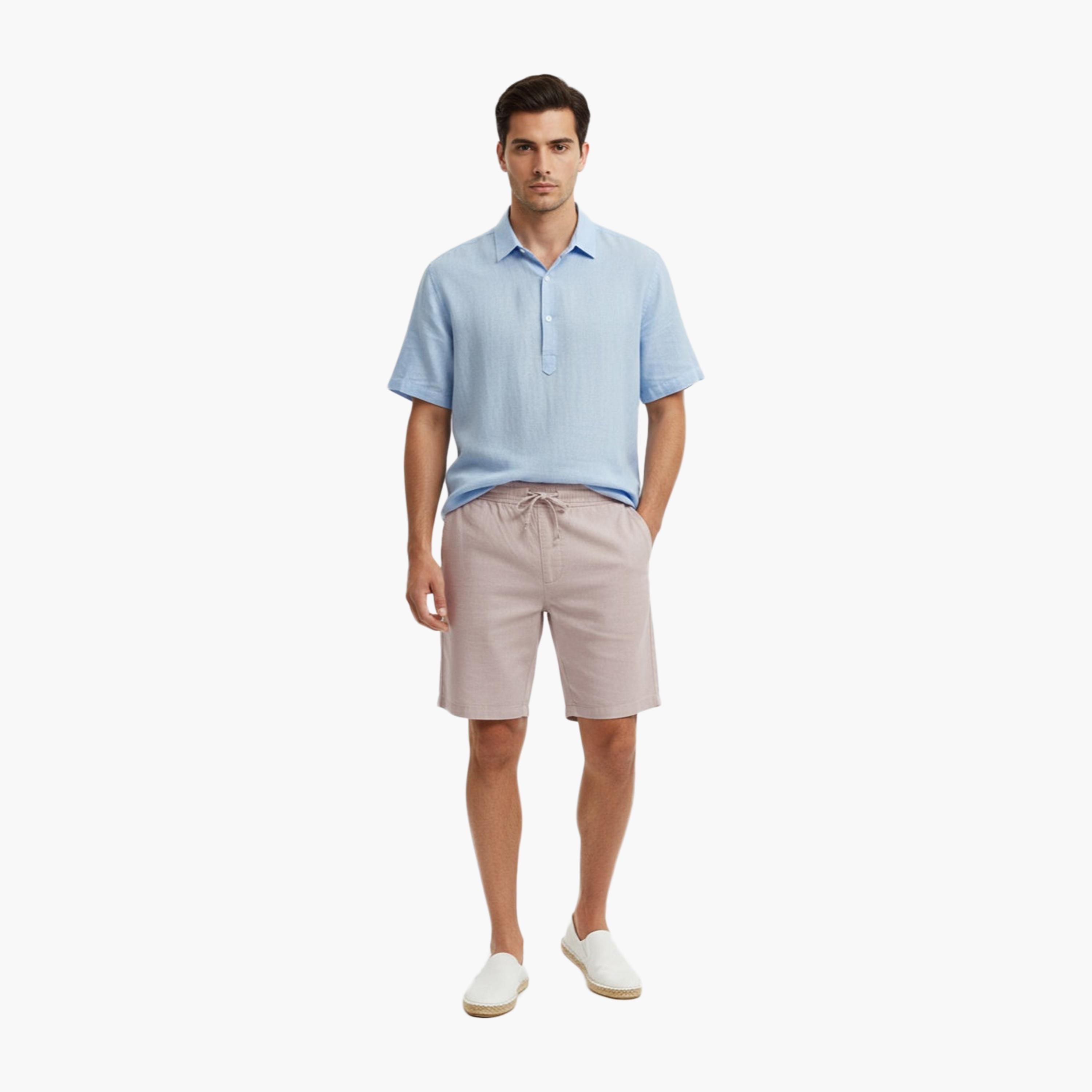 شورت رجالي قصة عادية بخصر متوسط الارتفاع ورباط من فرينش كونيكشن-men-clothing-bottoms-shorts-image-2