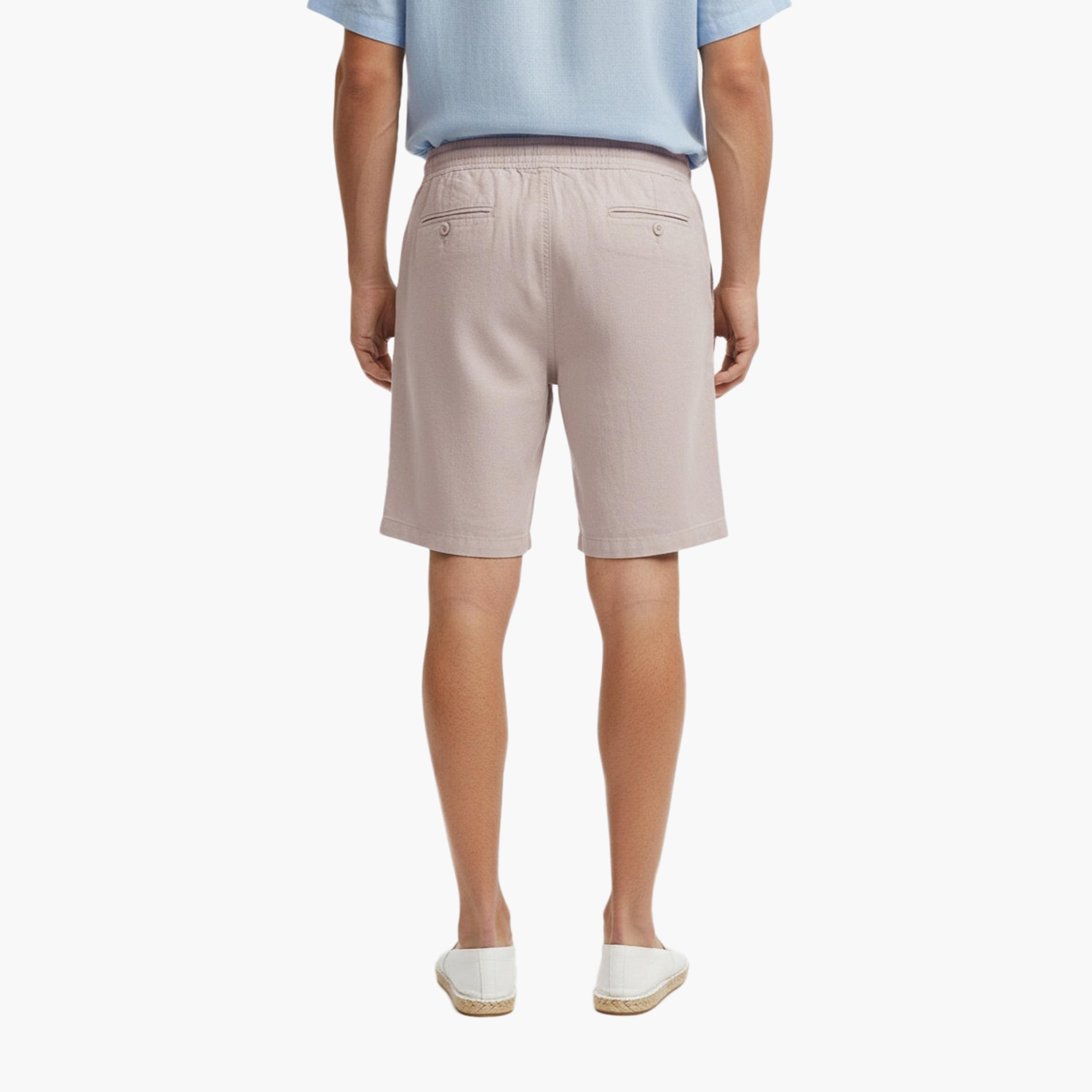 شورت رجالي قصة عادية بخصر متوسط الارتفاع ورباط من فرينش كونيكشن-men-clothing-bottoms-shorts-image-4
