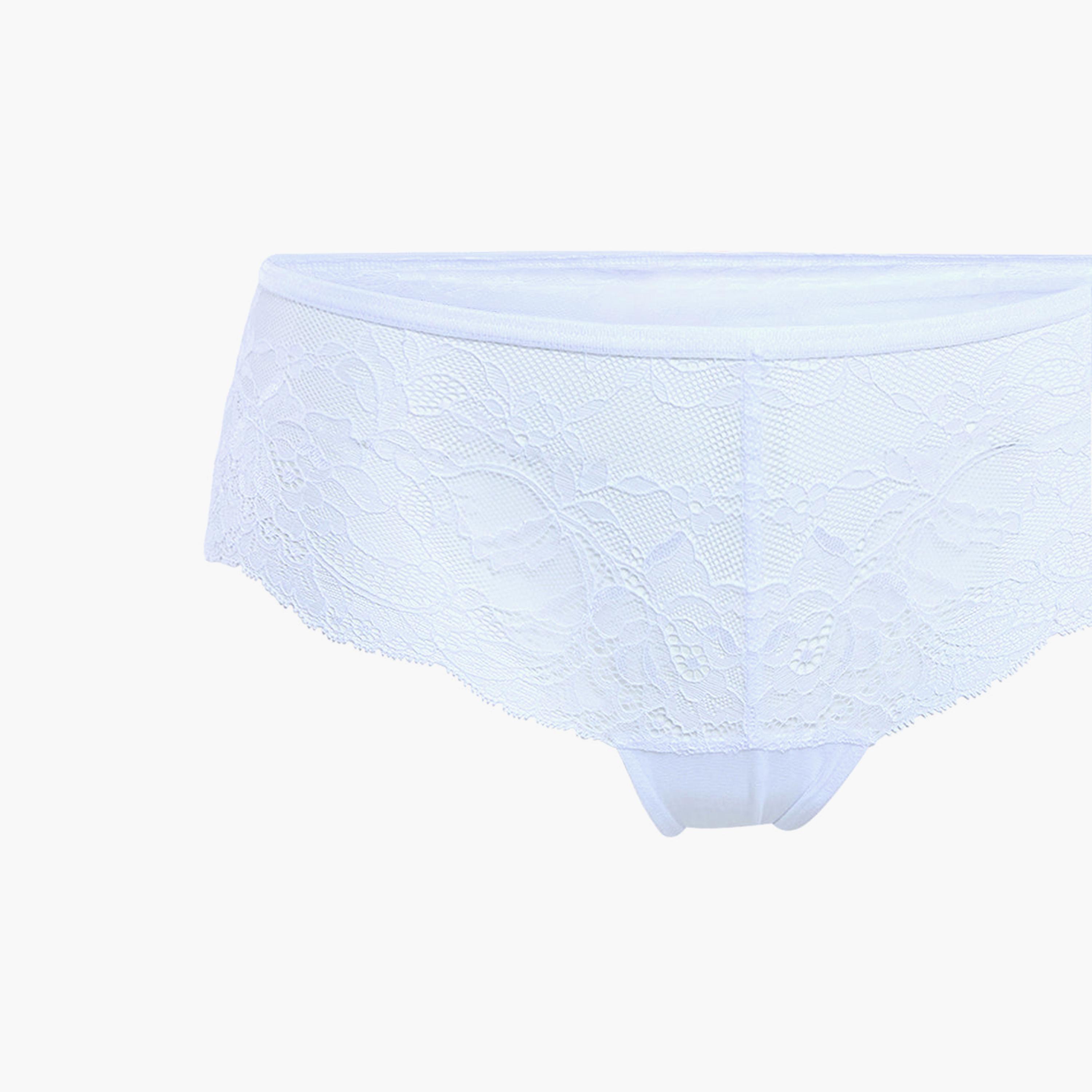 Isla & Evie Sexy White Lace Medium Coverage Women's Cheeky Panty-women-clothing-lingerie-panties-image-3