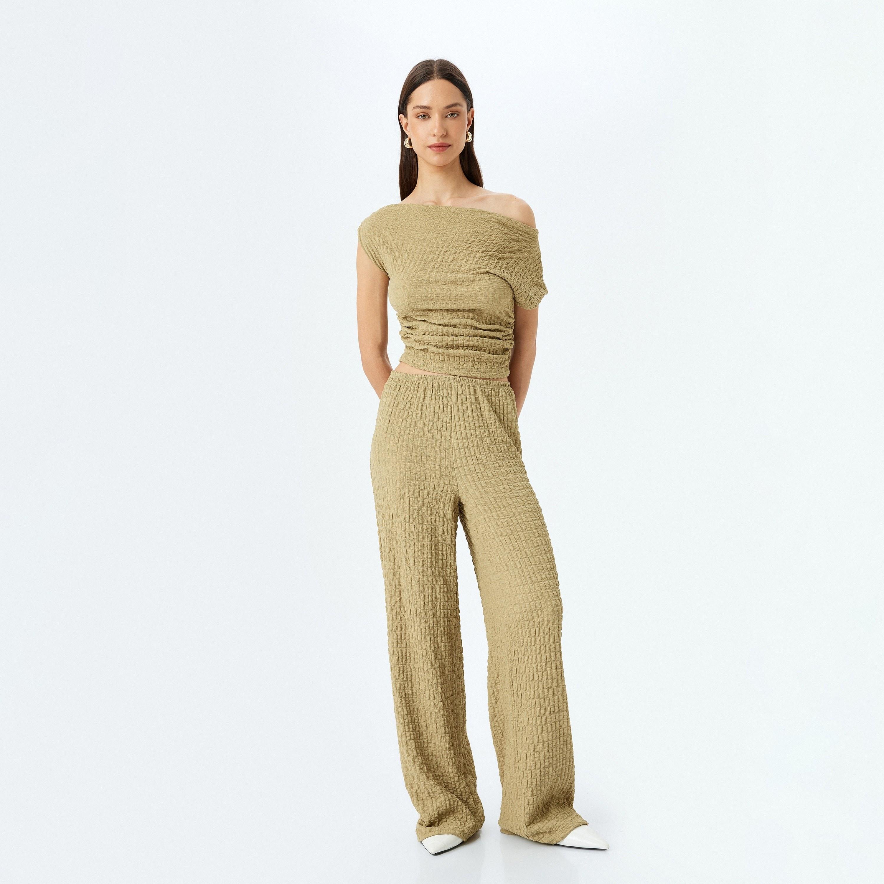 Koton Green Ruched One Shoulder Women's Top-women-clothing-shirtsandblouses-blouses-image-2