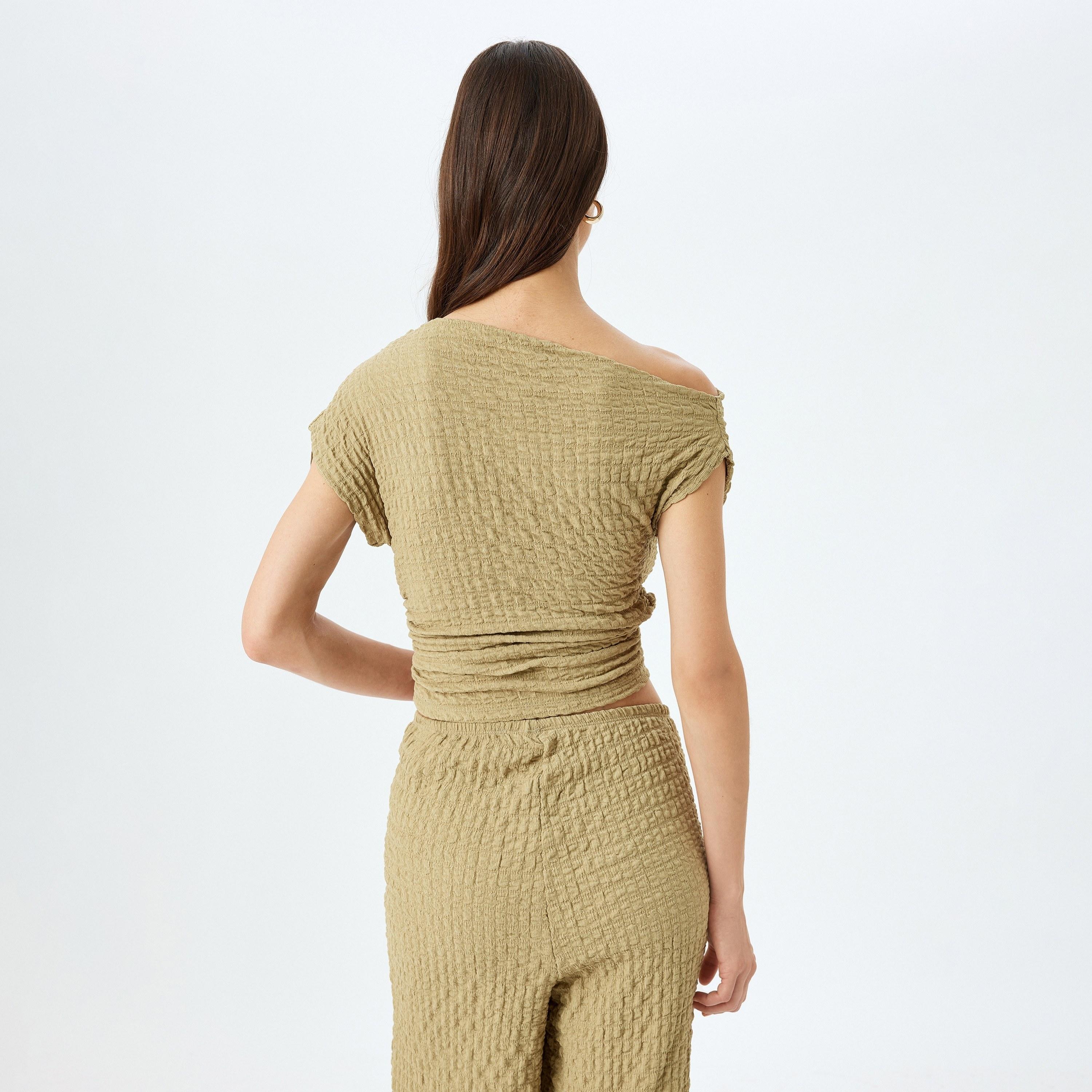 Koton Green Ruched One Shoulder Women's Top-women-clothing-shirtsandblouses-blouses-image-3