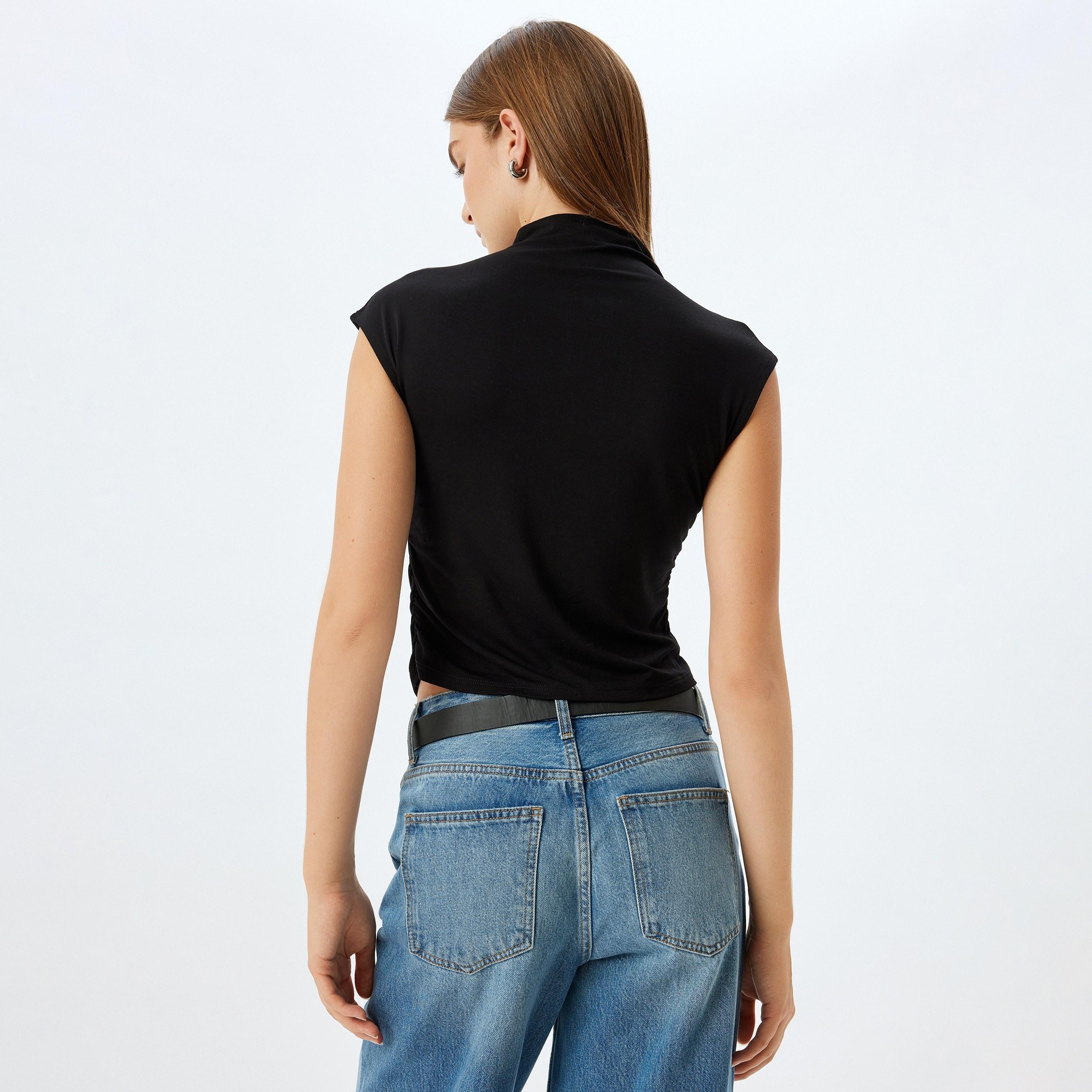 Koton Black Plain High Neck Sleeveless Women's Top-women-clothing-shirtsandblouses-blouses-image-3