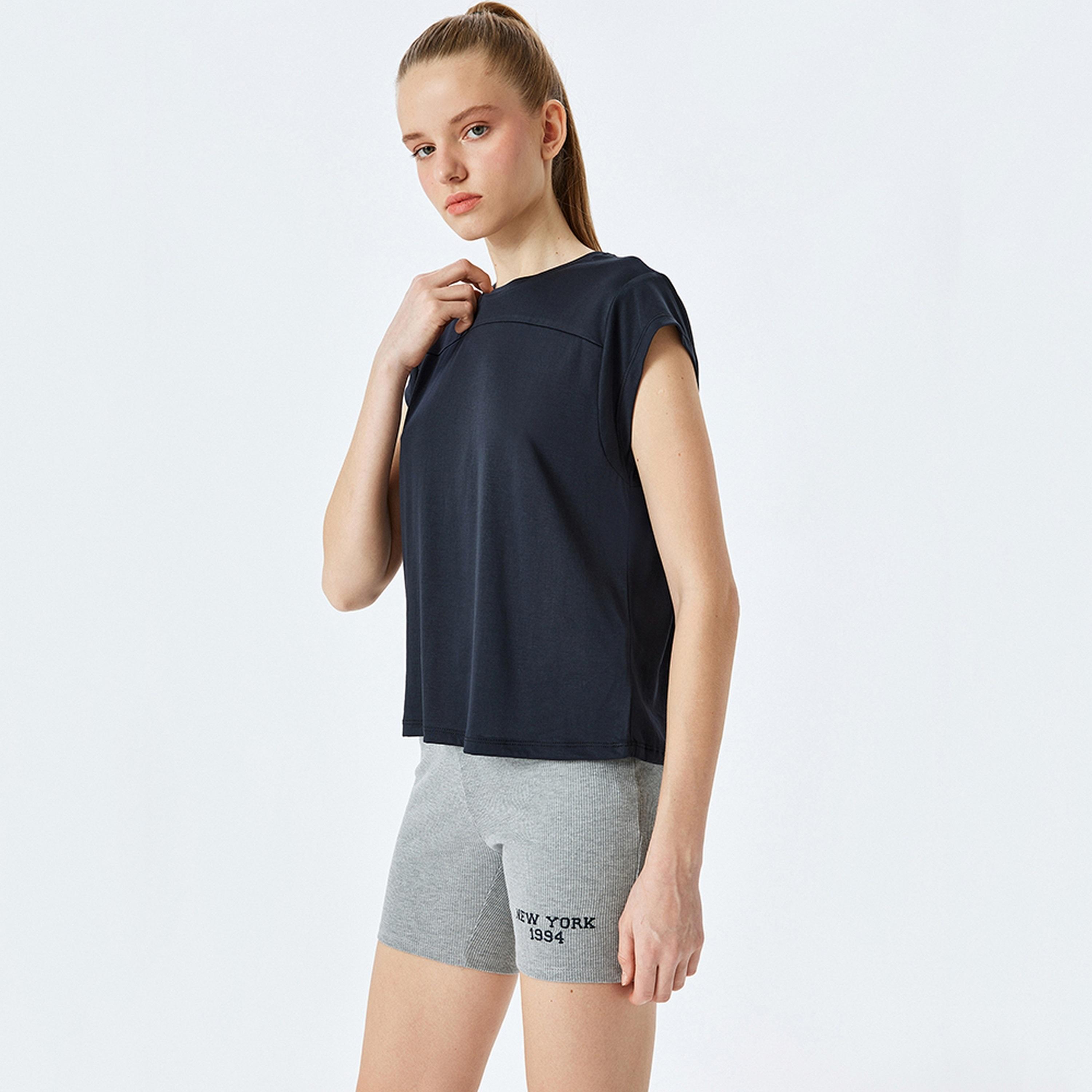 KOTON Blue Crew Neck Sleeveless Women's T-Shirt-women-clothing-tshirts-image-1