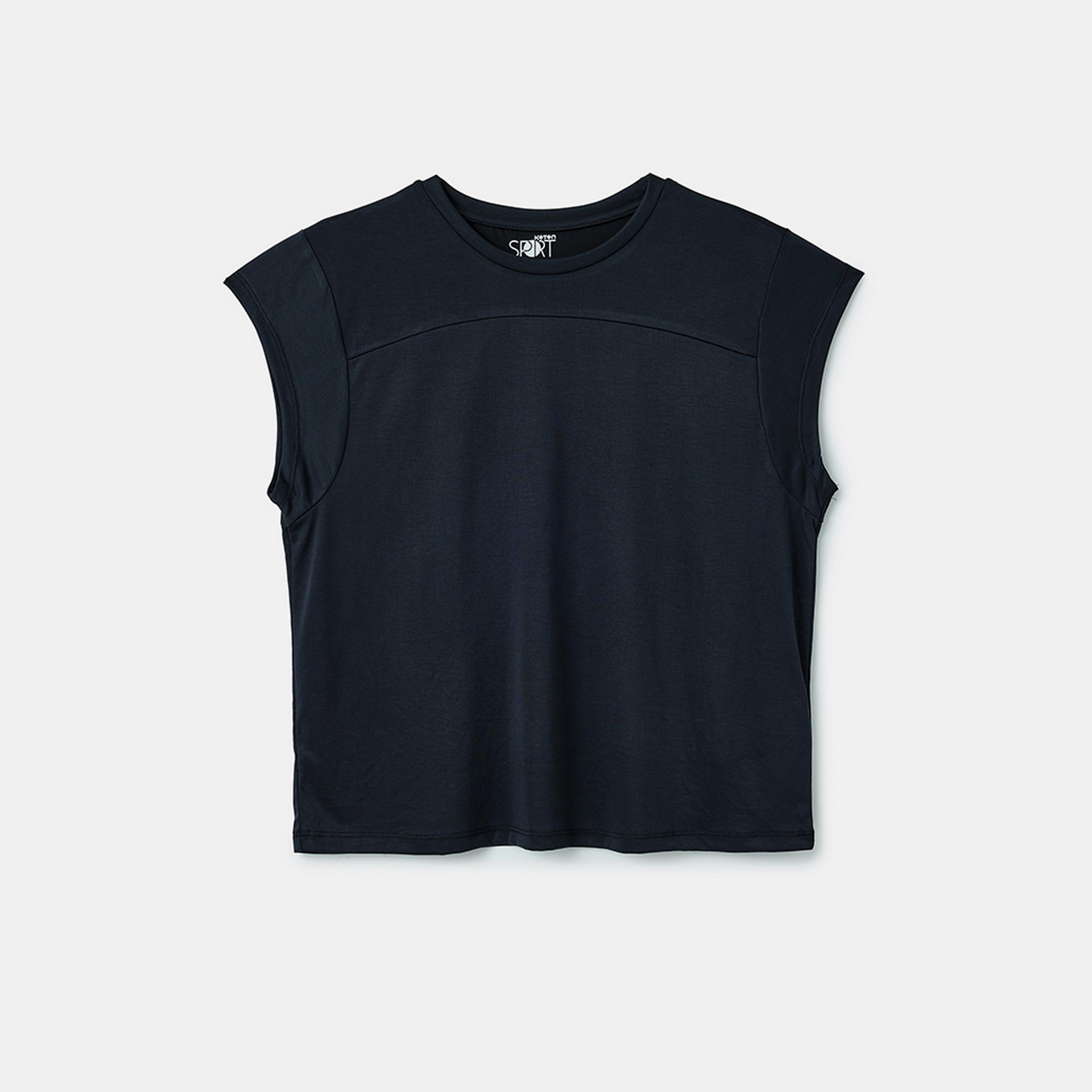 KOTON Blue Crew Neck Sleeveless Women's T-Shirt-women-clothing-tshirts-image-4