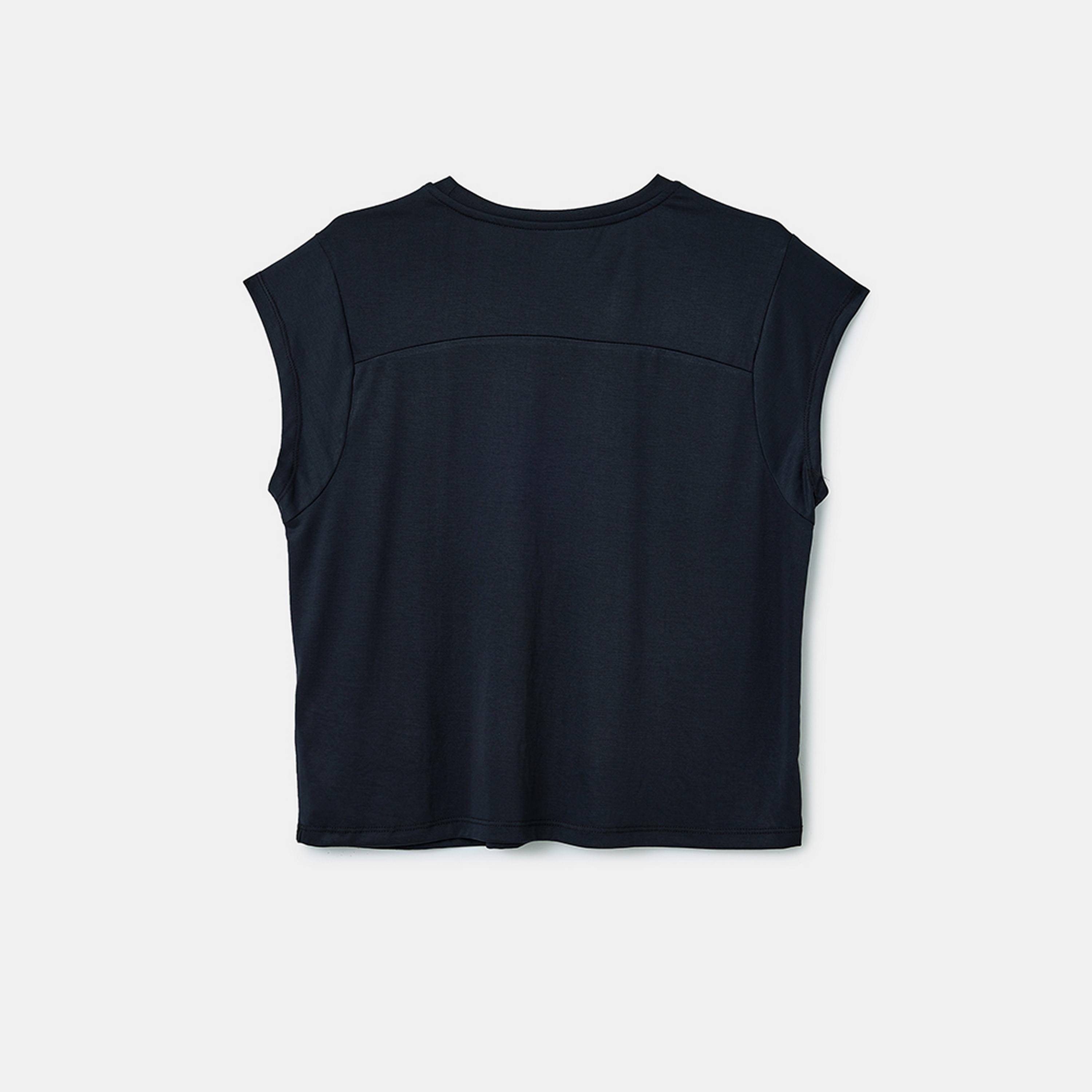KOTON Blue Crew Neck Sleeveless Women's T-Shirt-women-clothing-tshirts-image-5