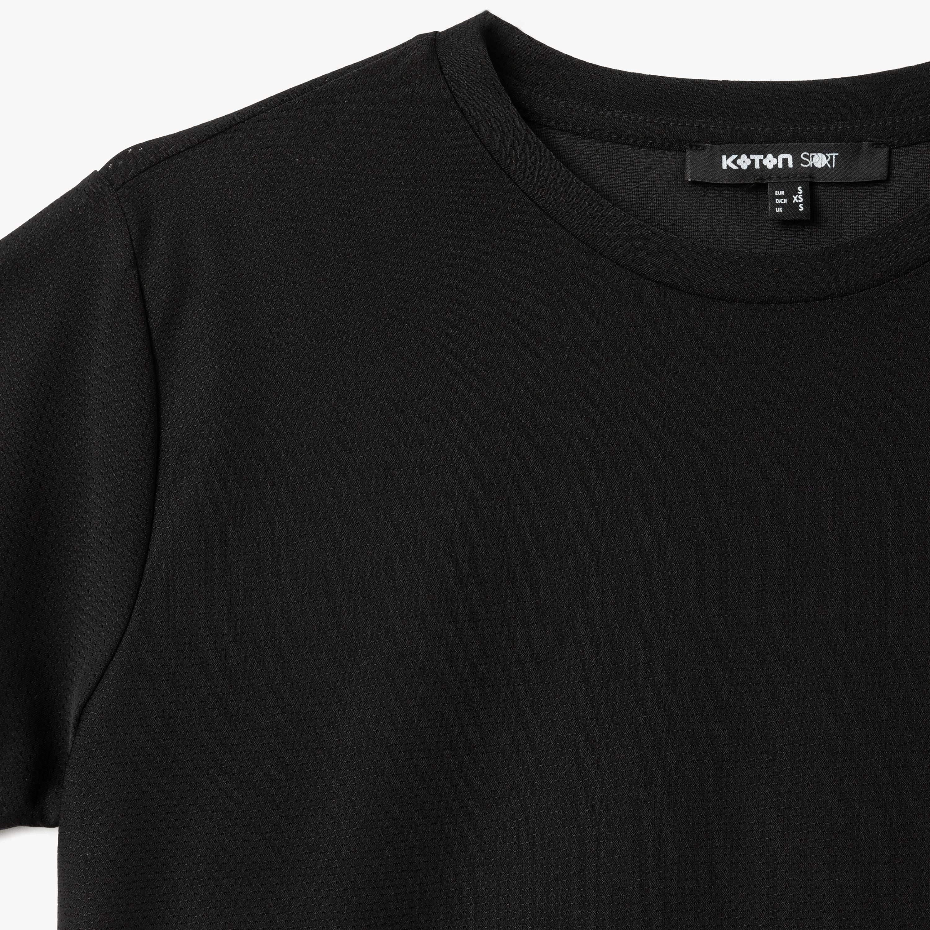 Koton Black Plain Crew Neck Short Sleeves Women's T-Shirt-sports-women-clothing-tshirtsandvests-image-3