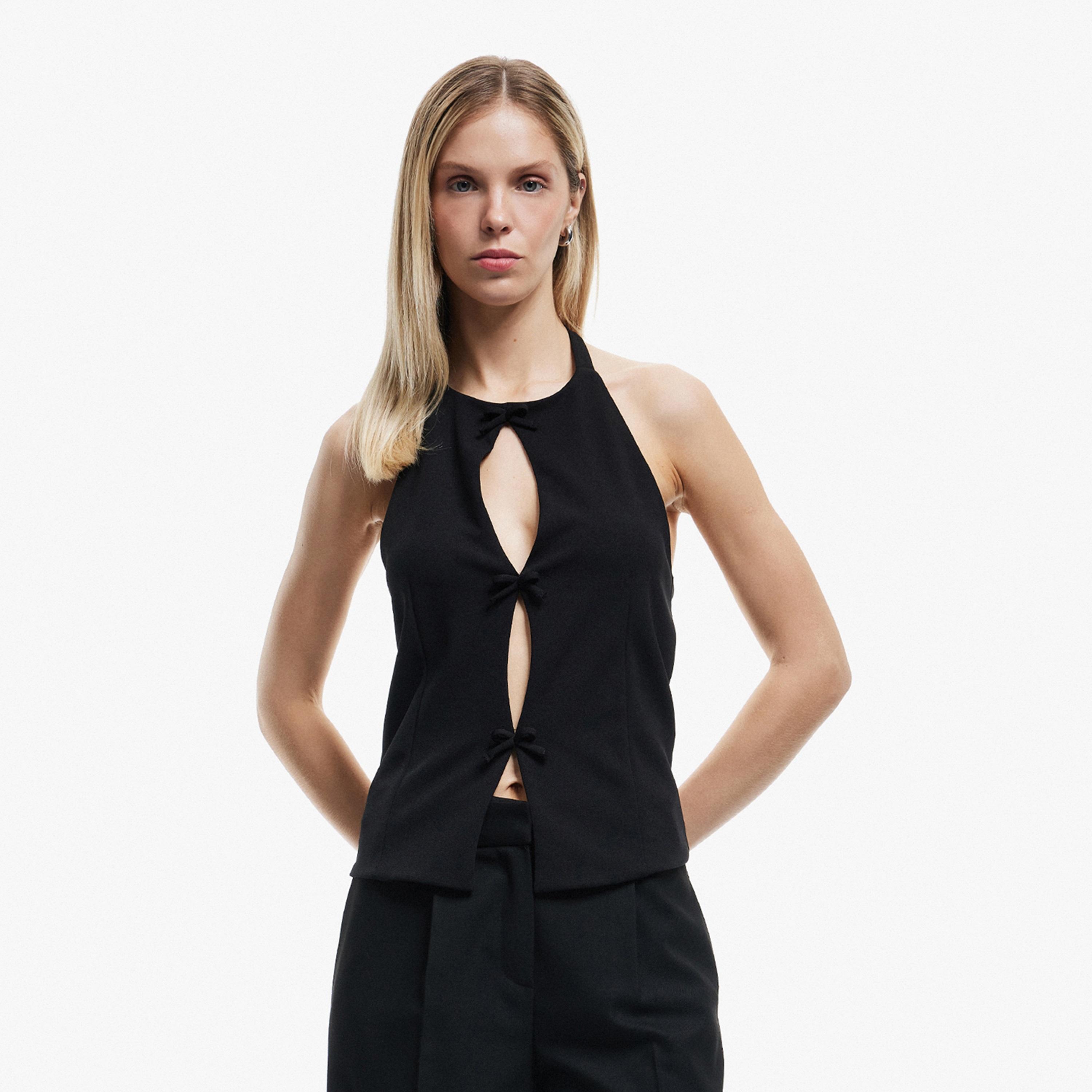 KOTON Black Halter Neck Women's Top-women-clothing-shirtsandblouses-blouses-image-1