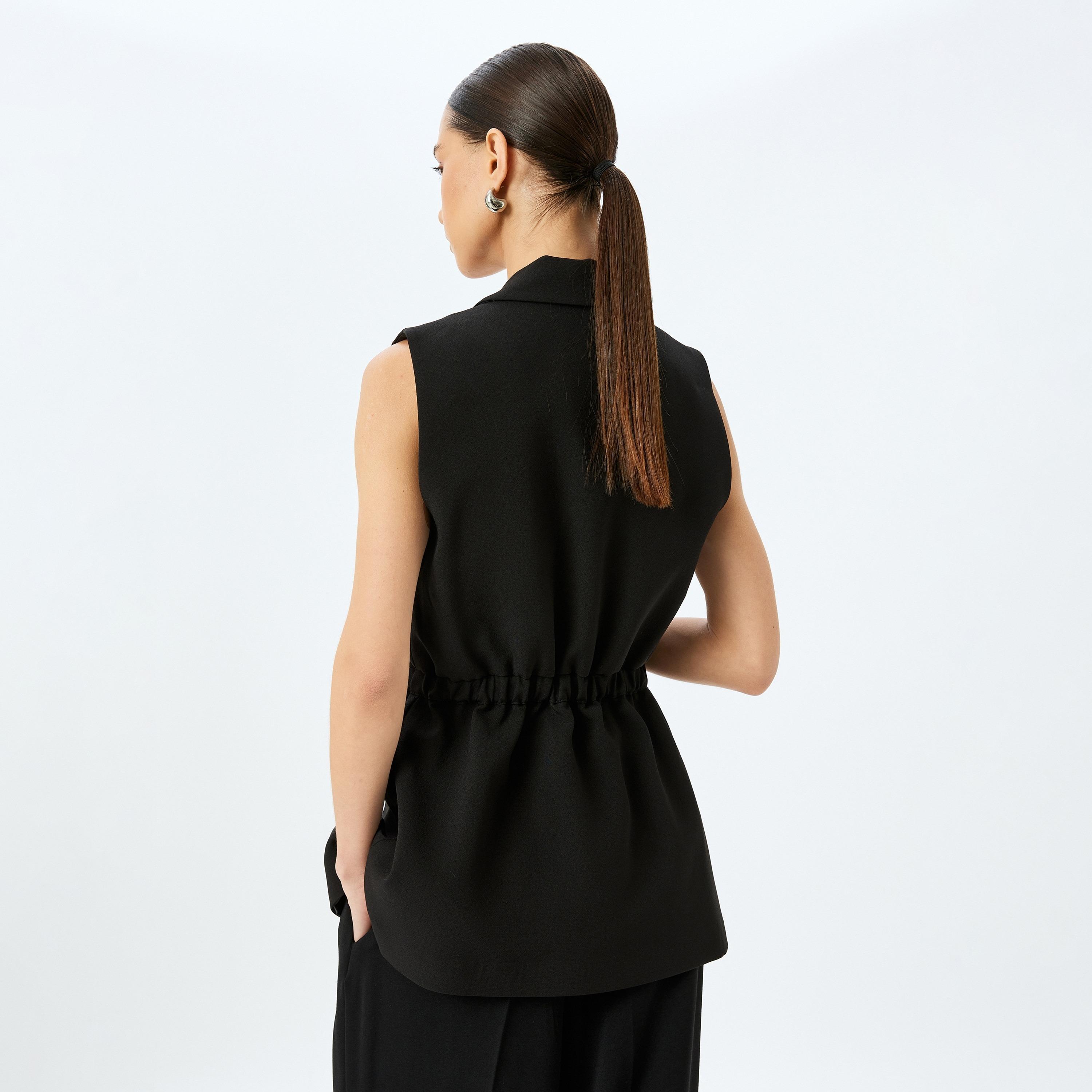 Koton Plain Notch Collar Sleeveless Women's Vest-women-winterwear-coatsandjackets-waistcoats-image-3