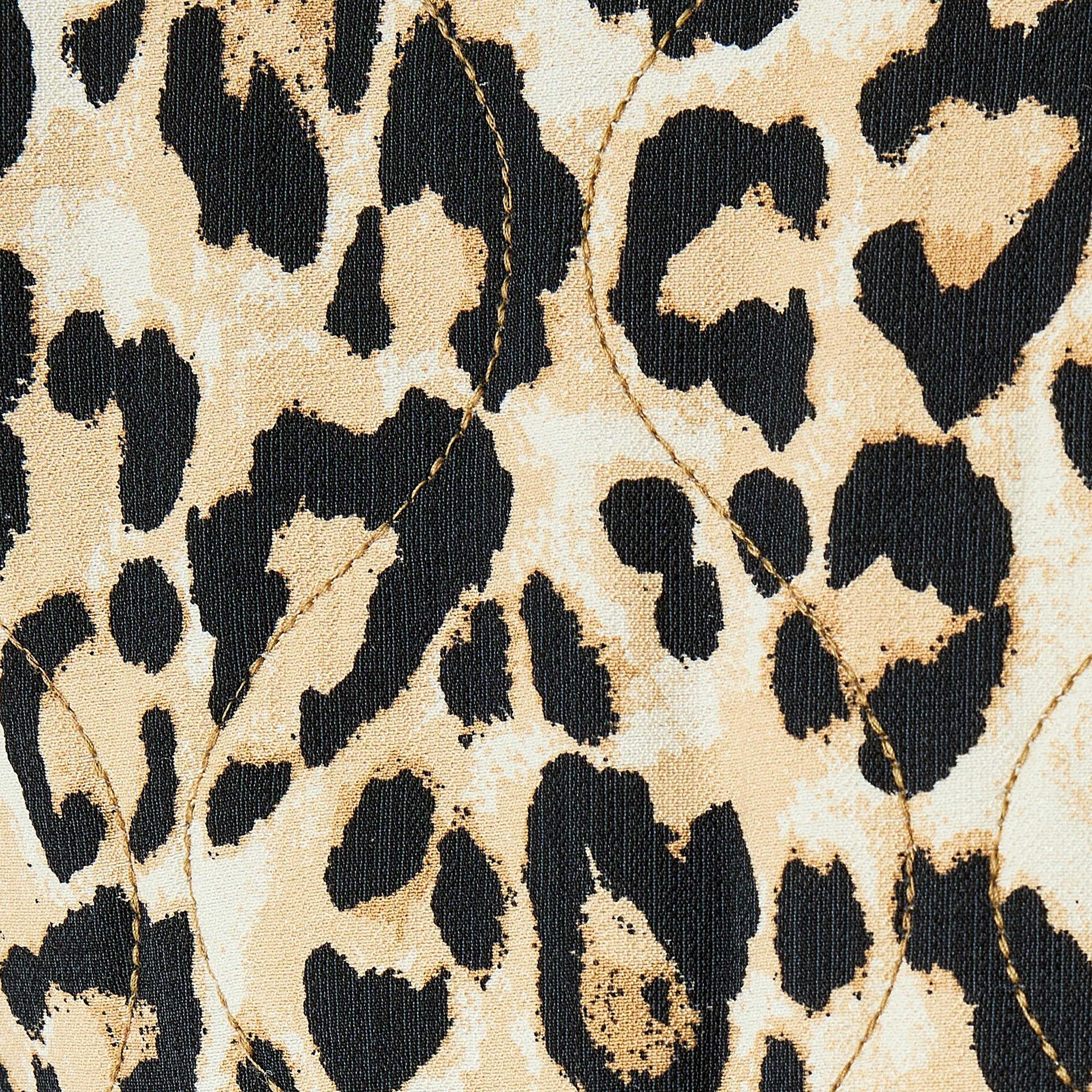 Koton Black Quilted Leopard Print Round Neck Long Sleeves Women's Jacket-women-winterwear-coatsandjackets-jackets-image-5