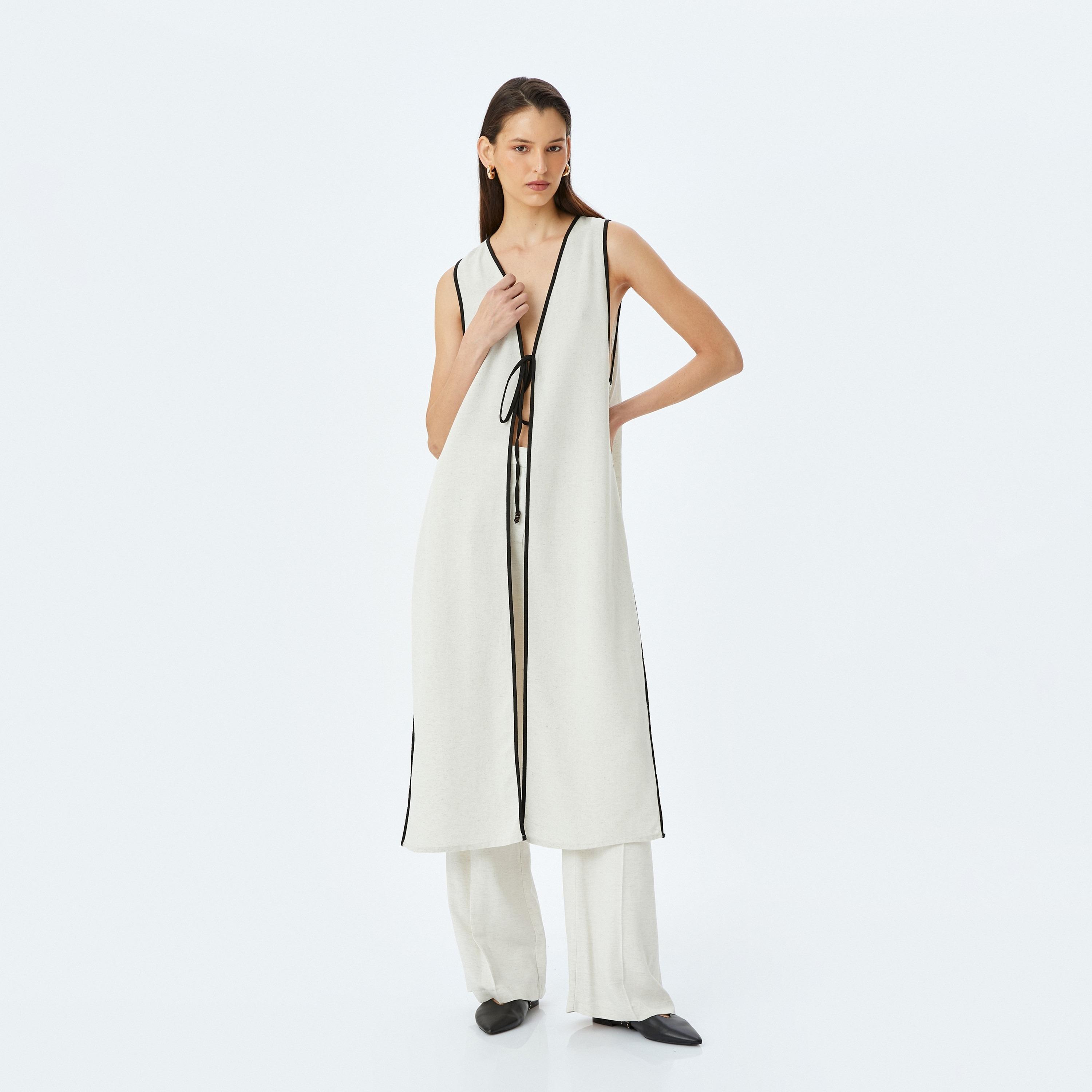 Koton Beige Plain Shawl Sleeveless Women's Shrug-women-clothing-shirtsandblouses-blouses-image-1