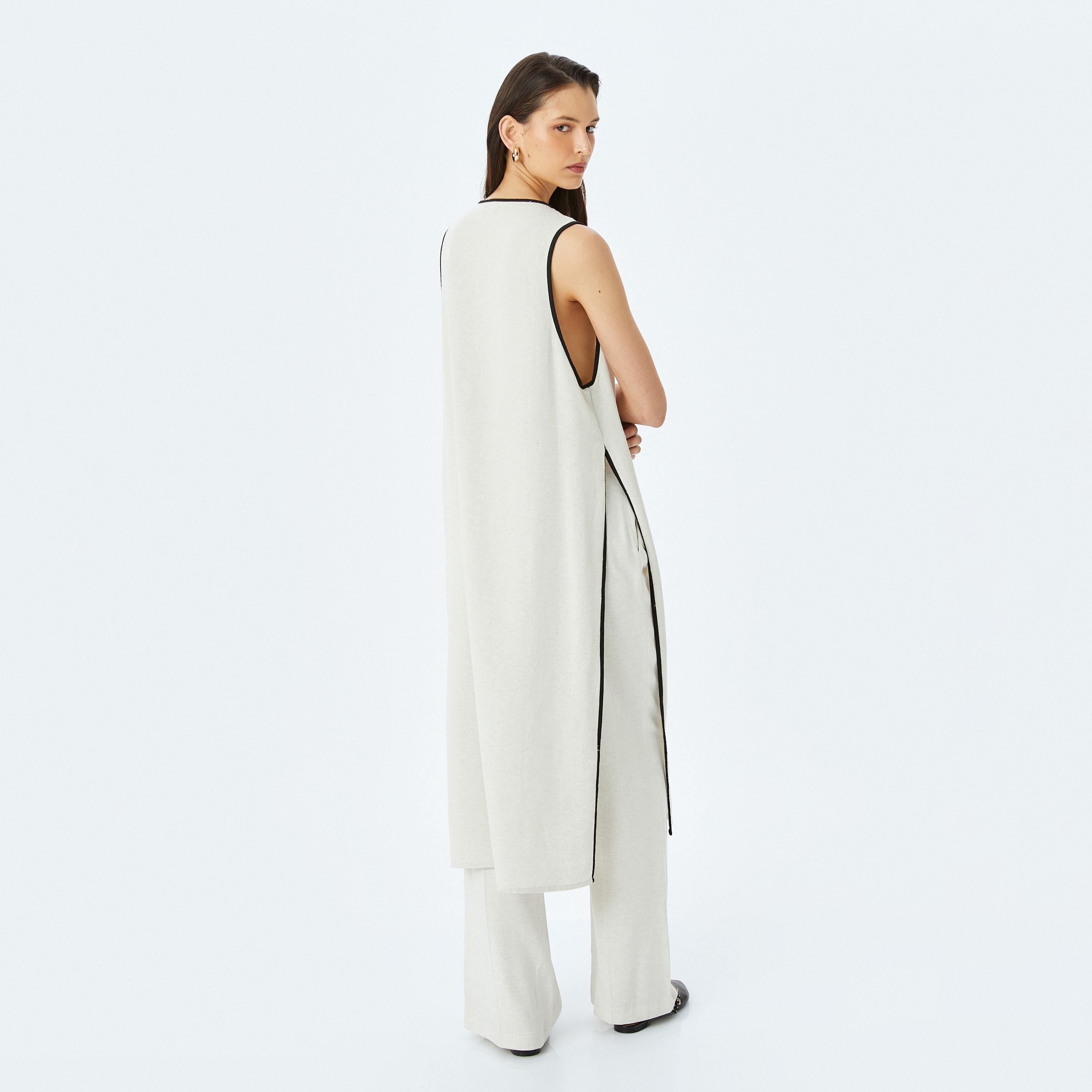Koton Beige Plain Shawl Sleeveless Women's Shrug-women-clothing-shirtsandblouses-blouses-image-3