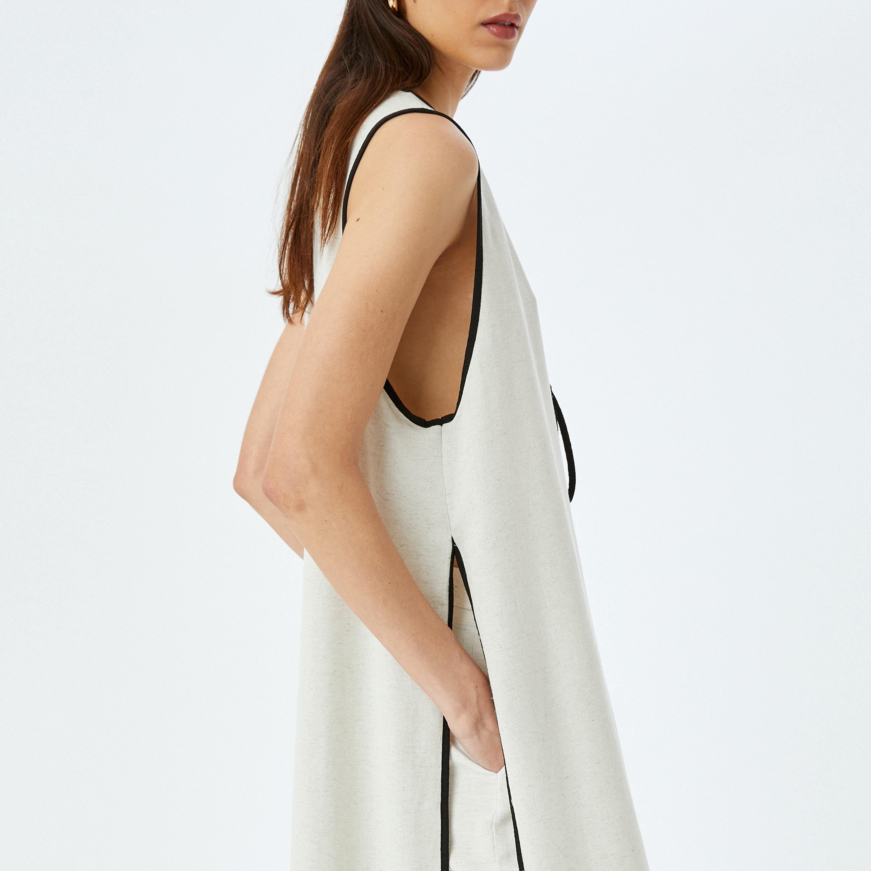 Koton Beige Plain Shawl Sleeveless Women's Shrug-women-clothing-shirtsandblouses-blouses-image-4