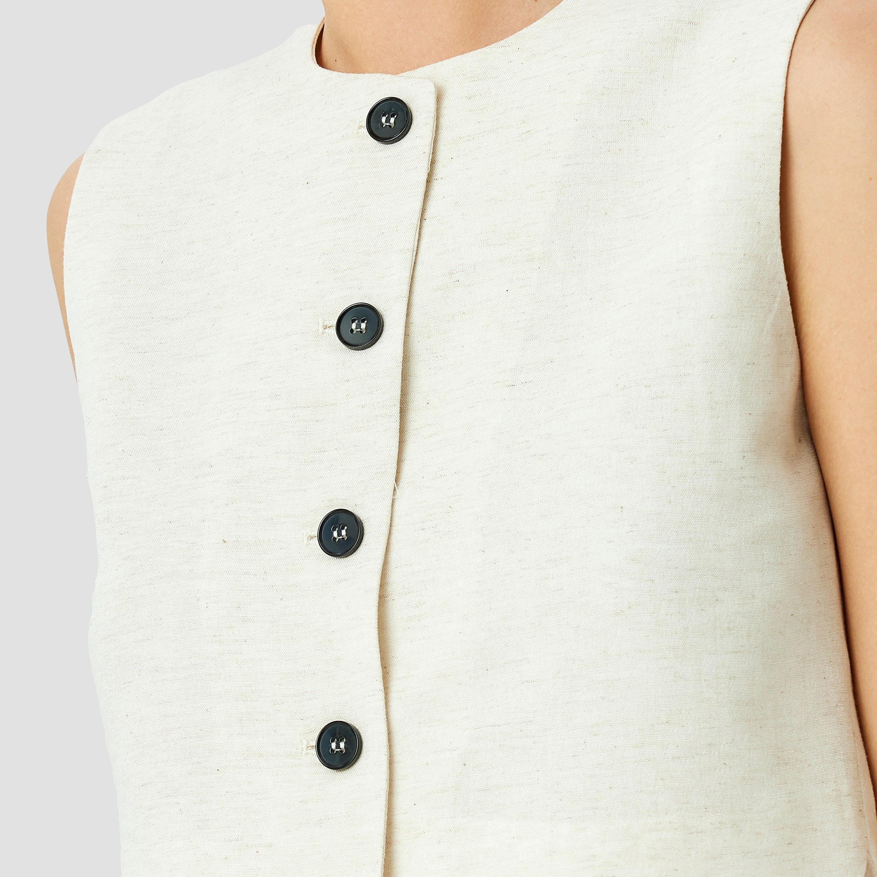 Koton Beige Plain Round Neck Sleeveless Women's Vest-women-winterwear-coatsandjackets-waistcoats-image-4