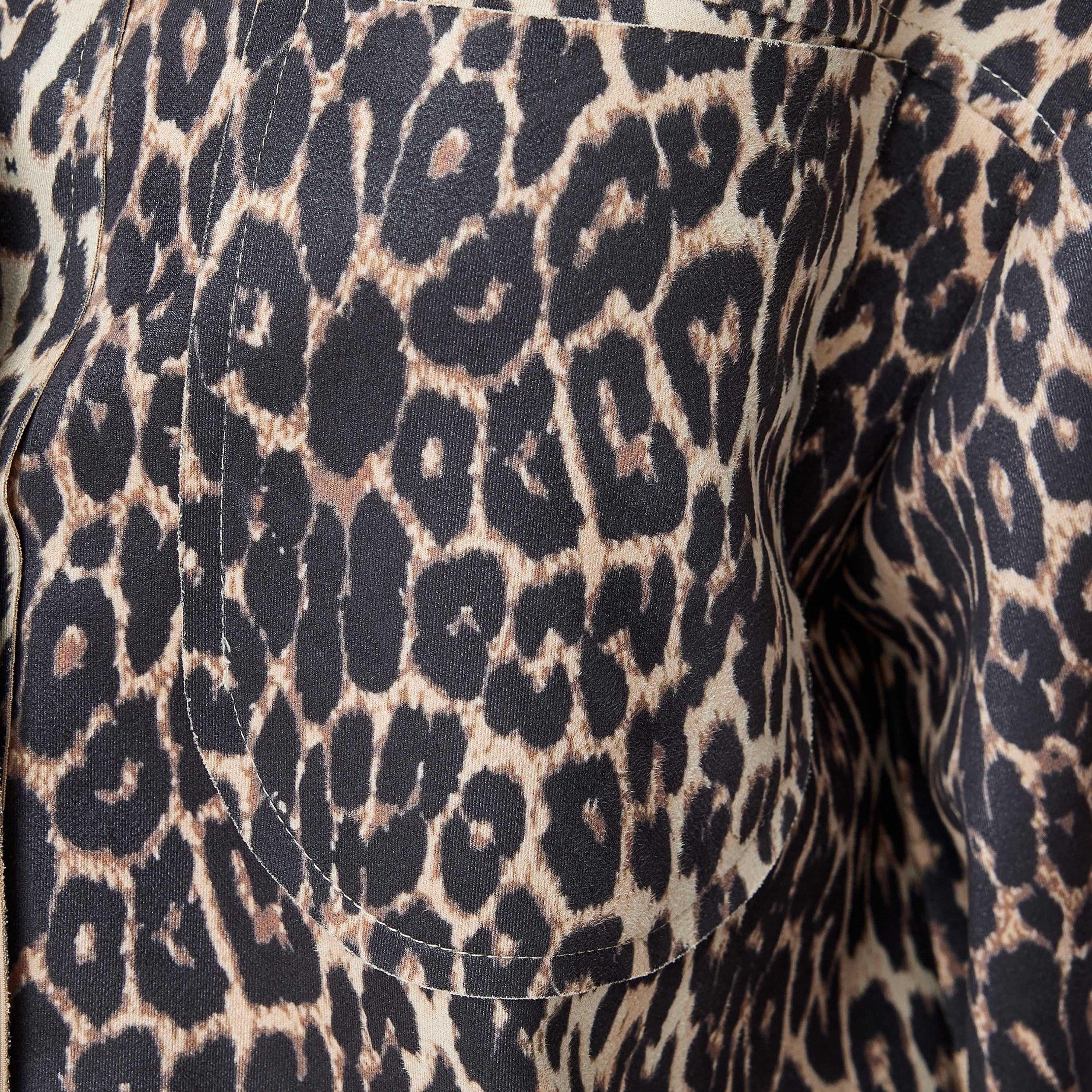 Koton Black Leopard Print Round Neck Long Sleeves Women's Jacket-women-winterwear-coatsandjackets-jackets-image-5