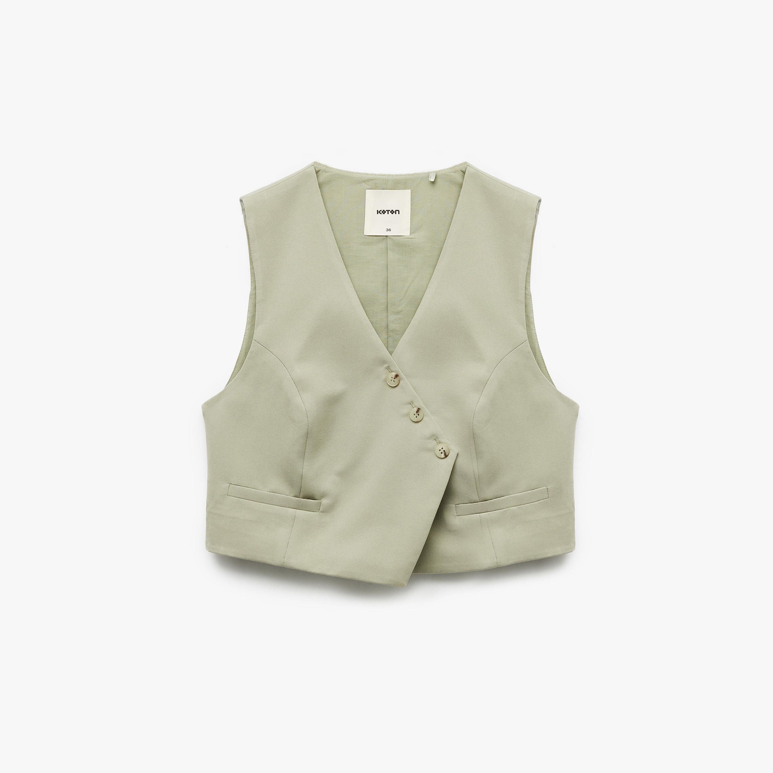 جيليه نسائي مودال بلون أخضر من كوتون-women-winterwear-coatsandjackets-waistcoats-image-4