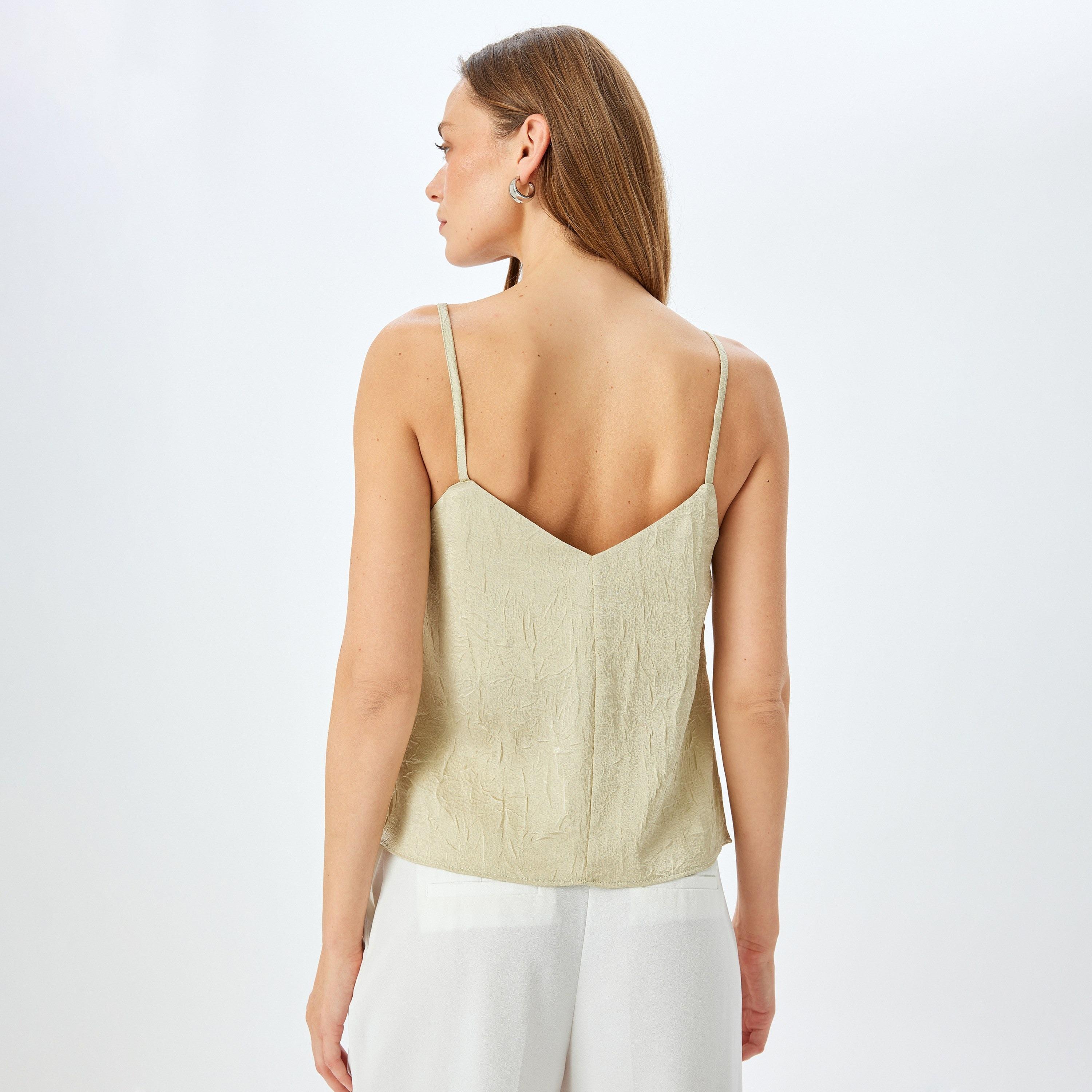 قميص كامي نسائي بدون أكمام مجعد بالأجنحة الأخضر من كوتون-women-clothing-shirtsandblouses-blouses-image-3