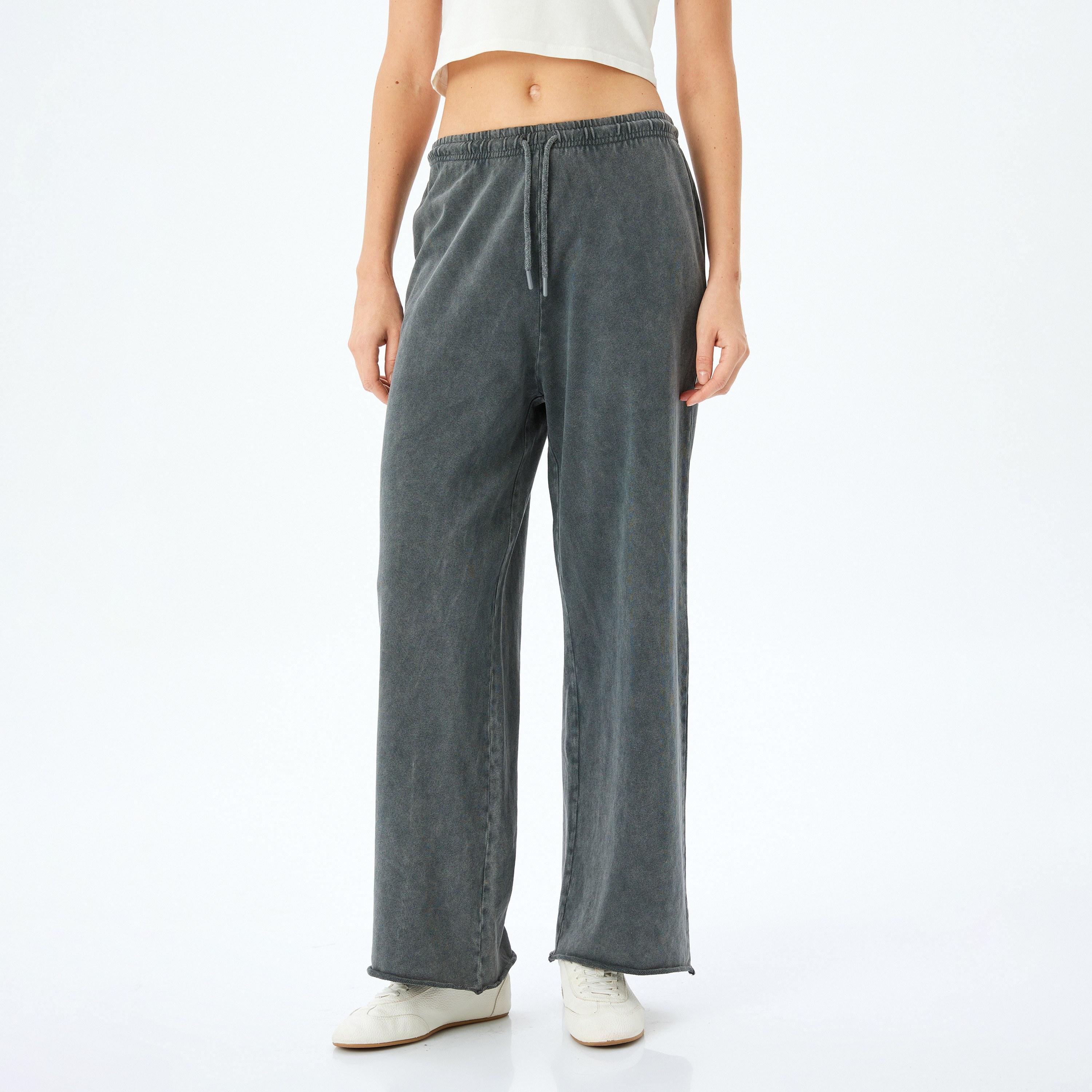 Koton Grey Vintage Washed Drawstring Women's Sweatpants-women-clothing-bottoms-joggers-image-1