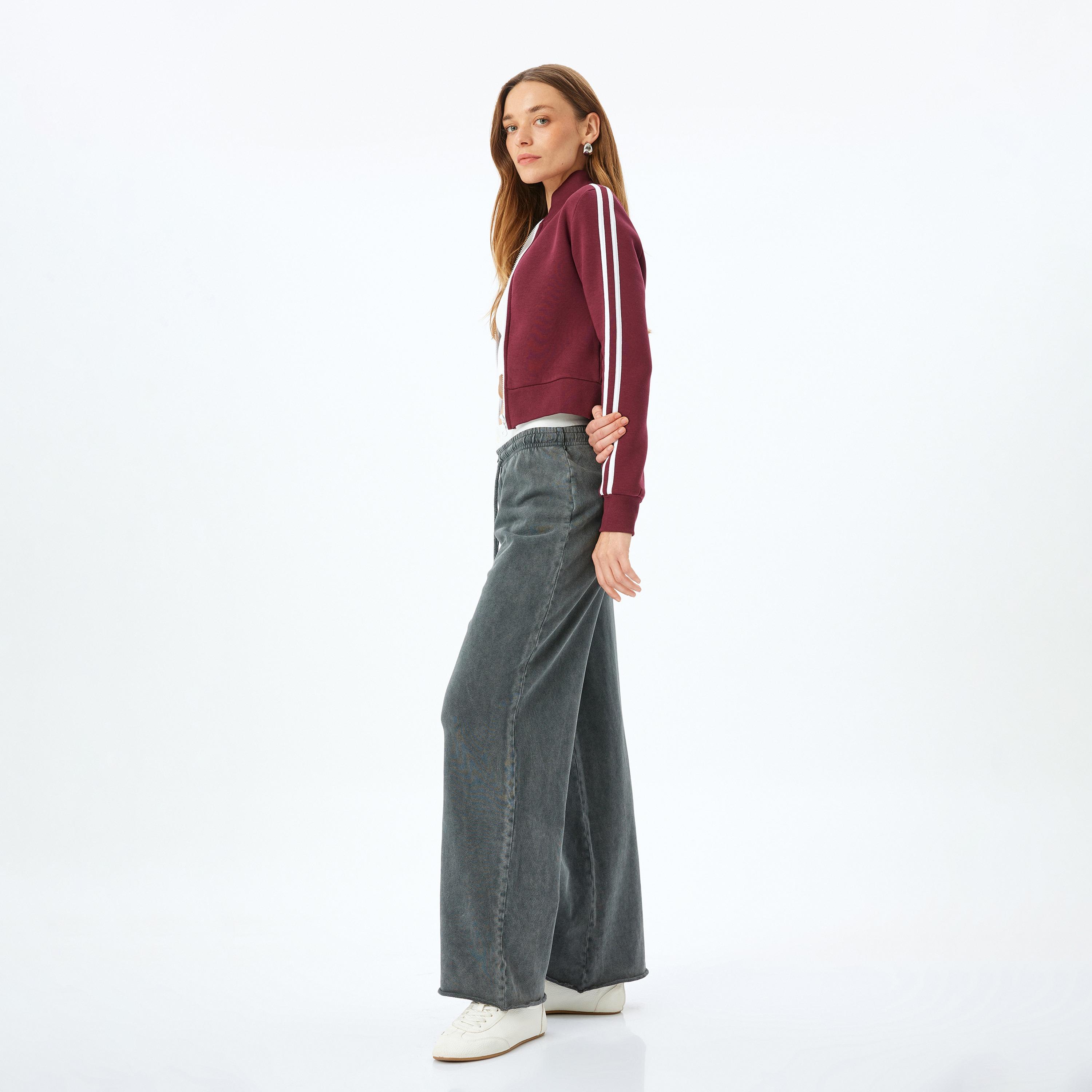 Koton Grey Vintage Washed Drawstring Women's Sweatpants-women-clothing-bottoms-joggers-image-2