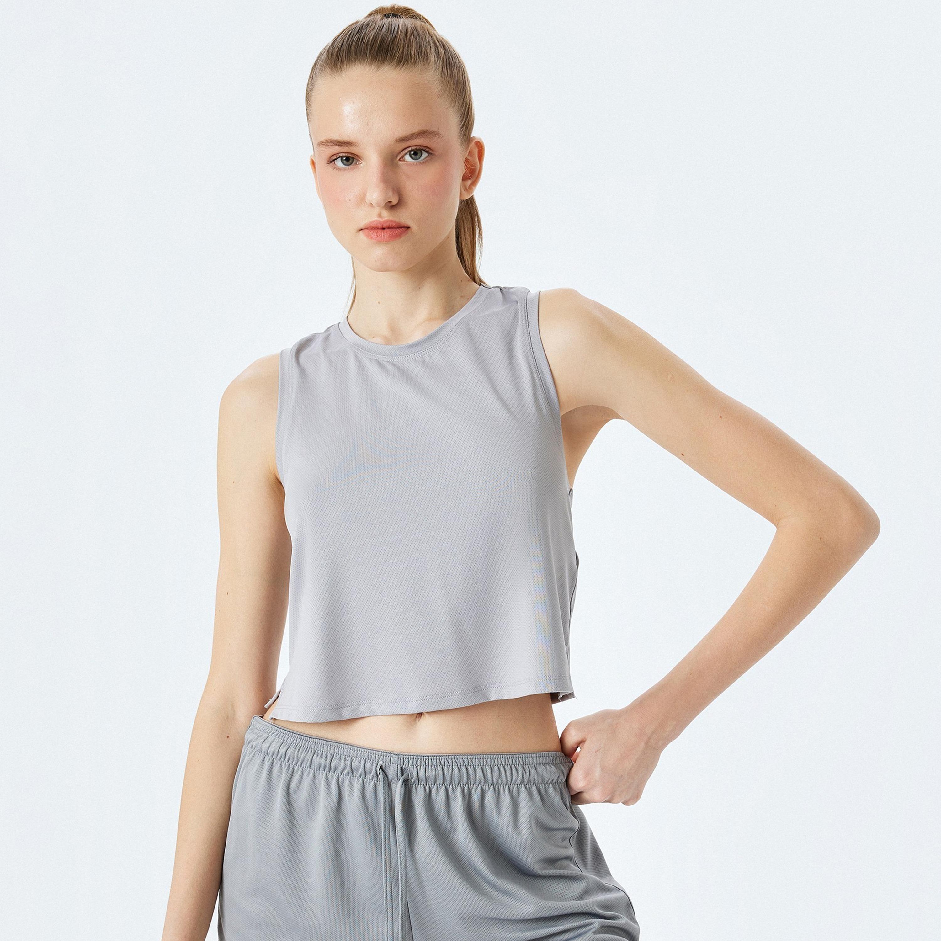 Koton Grey Textured Round Neck Sleeveless Women's Tank Top-women-clothing-shirtsandblouses-blouses-image-1