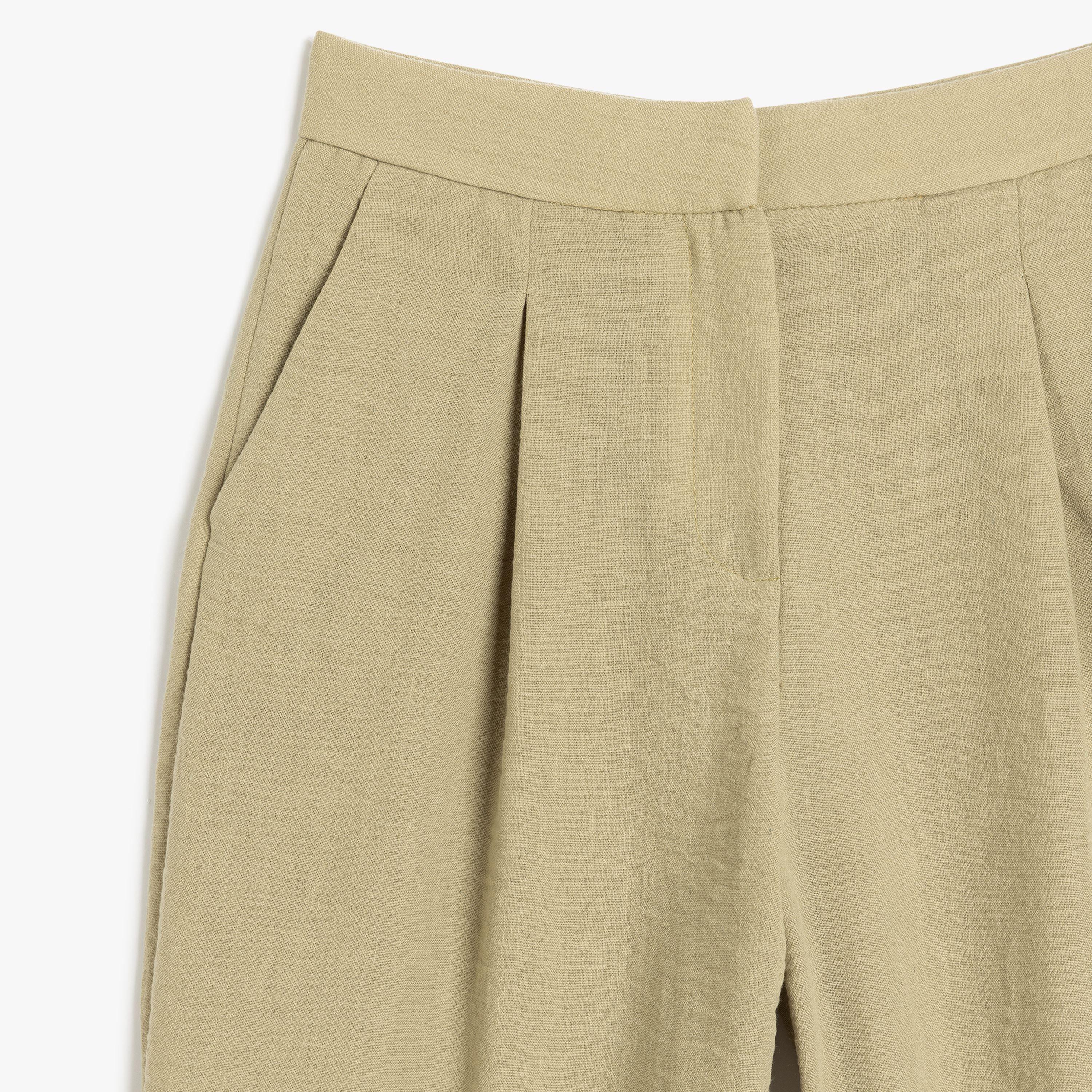 KOTON Olive Green Textured Hook & Zip Fly Women's Trousers-women-clothing-bottoms-trousers-image-4