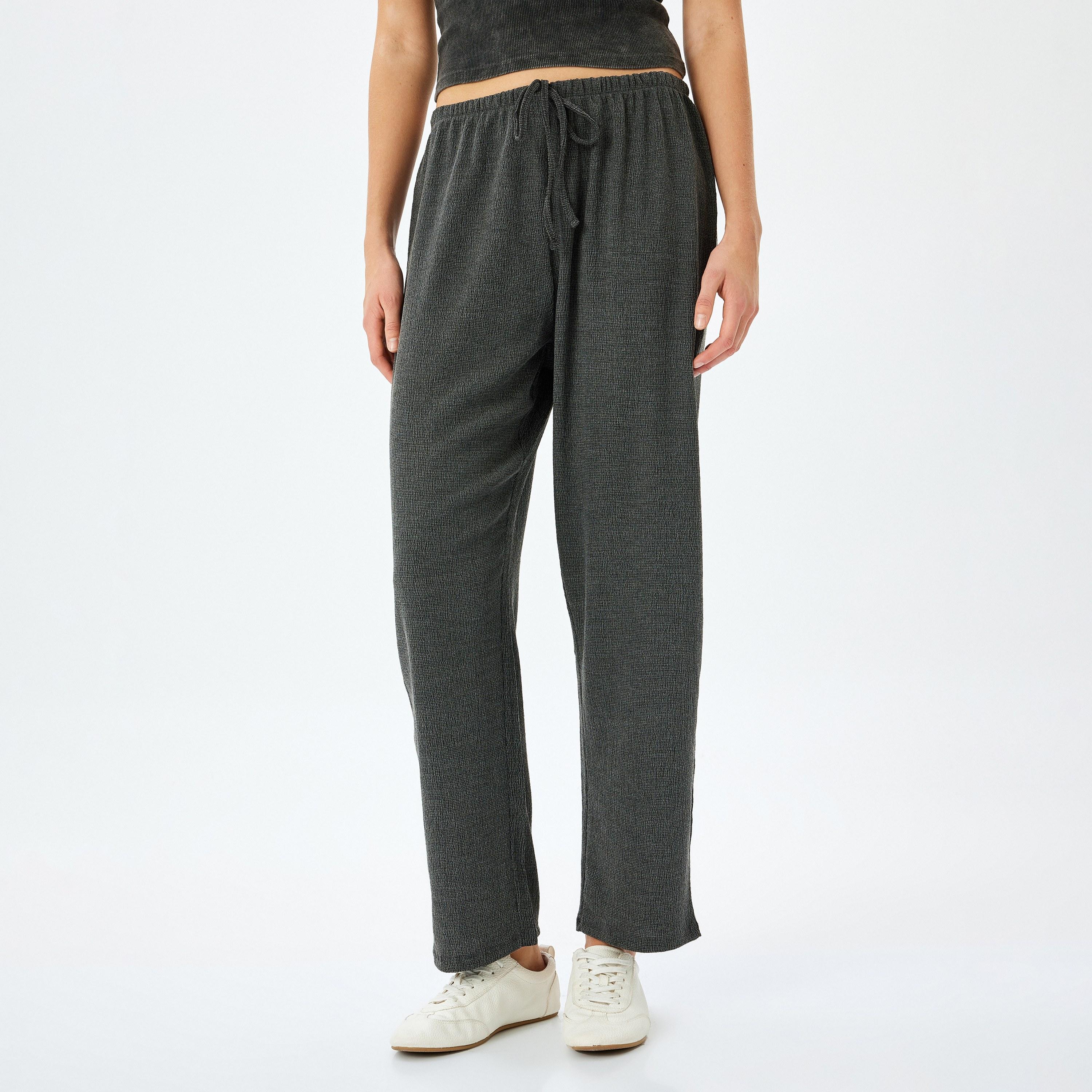 Koton Grey Plain Drawstring Women's Sweatpants-women-clothing-bottoms-joggers-image-1